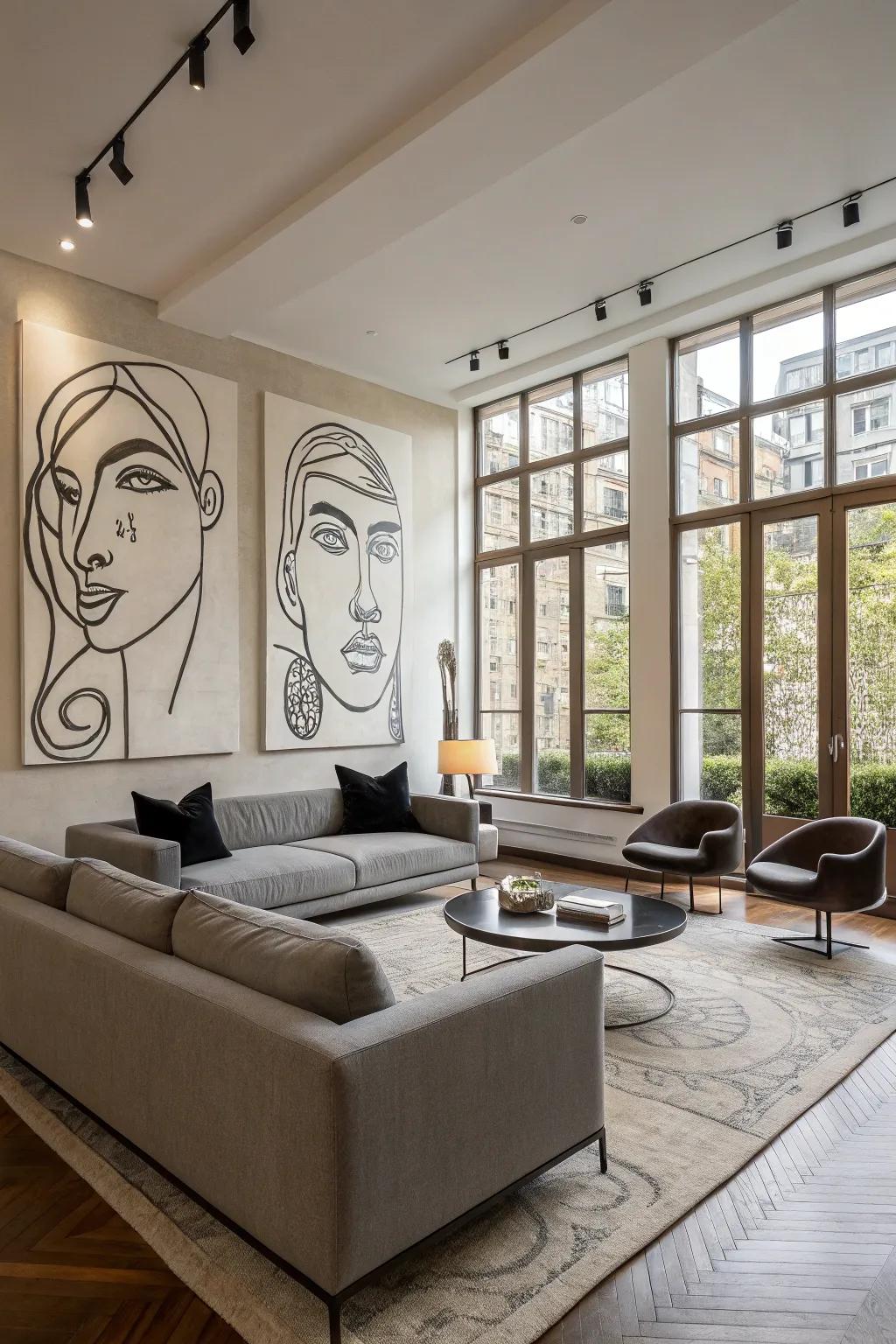 Conceptual faces introduce modern fascination to decor.
