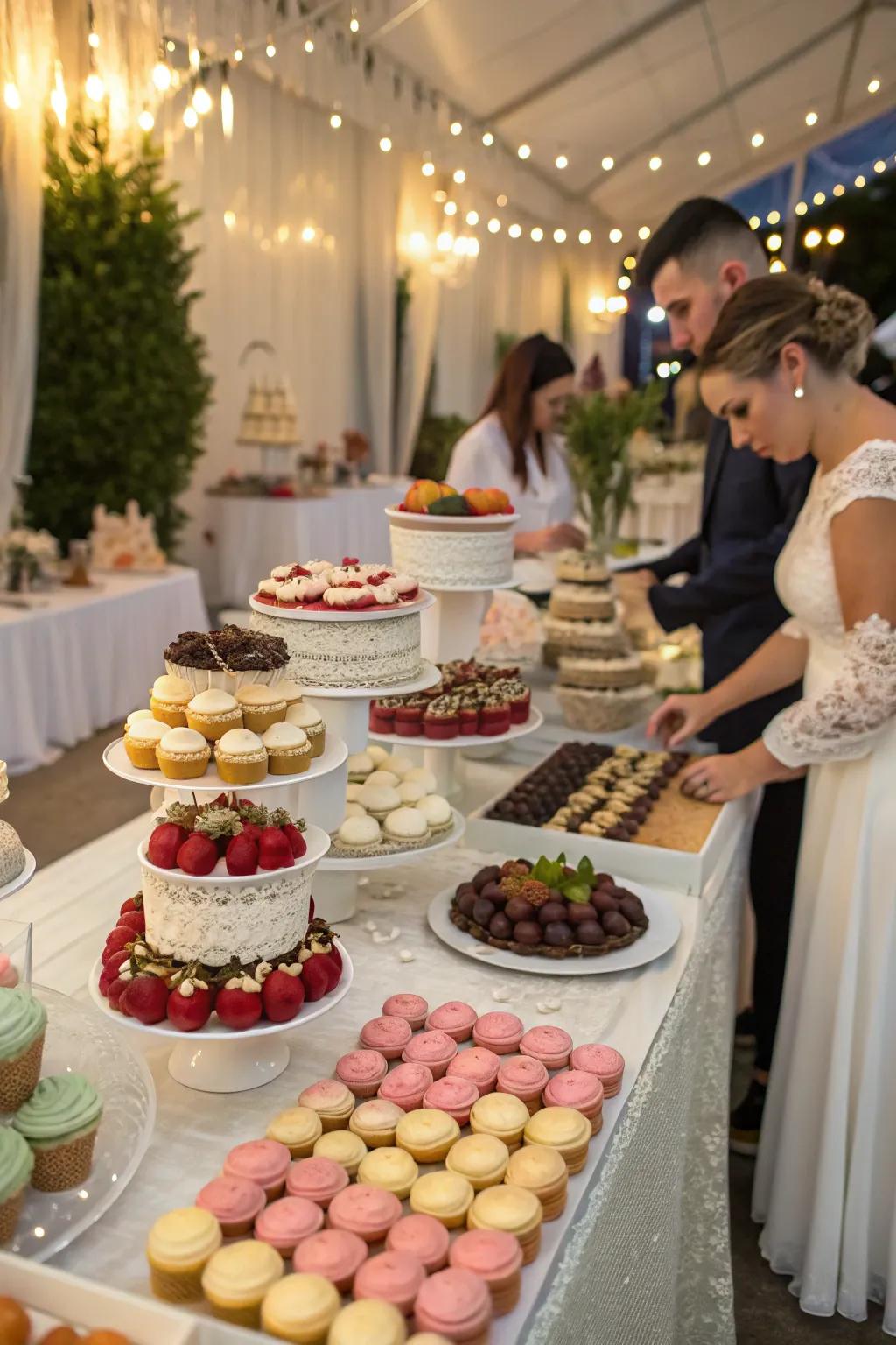 An interactive sweet creation bar inviting guests to get creative.