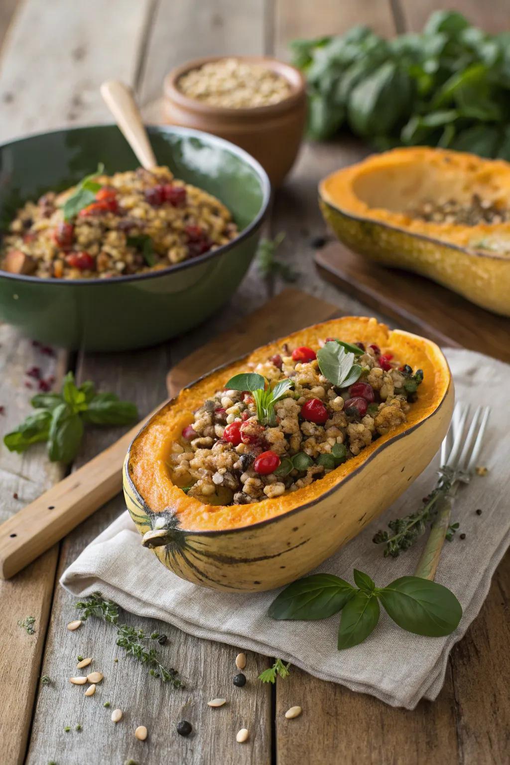 Celebratory stuffed gourd, a festive and tasty December meal.