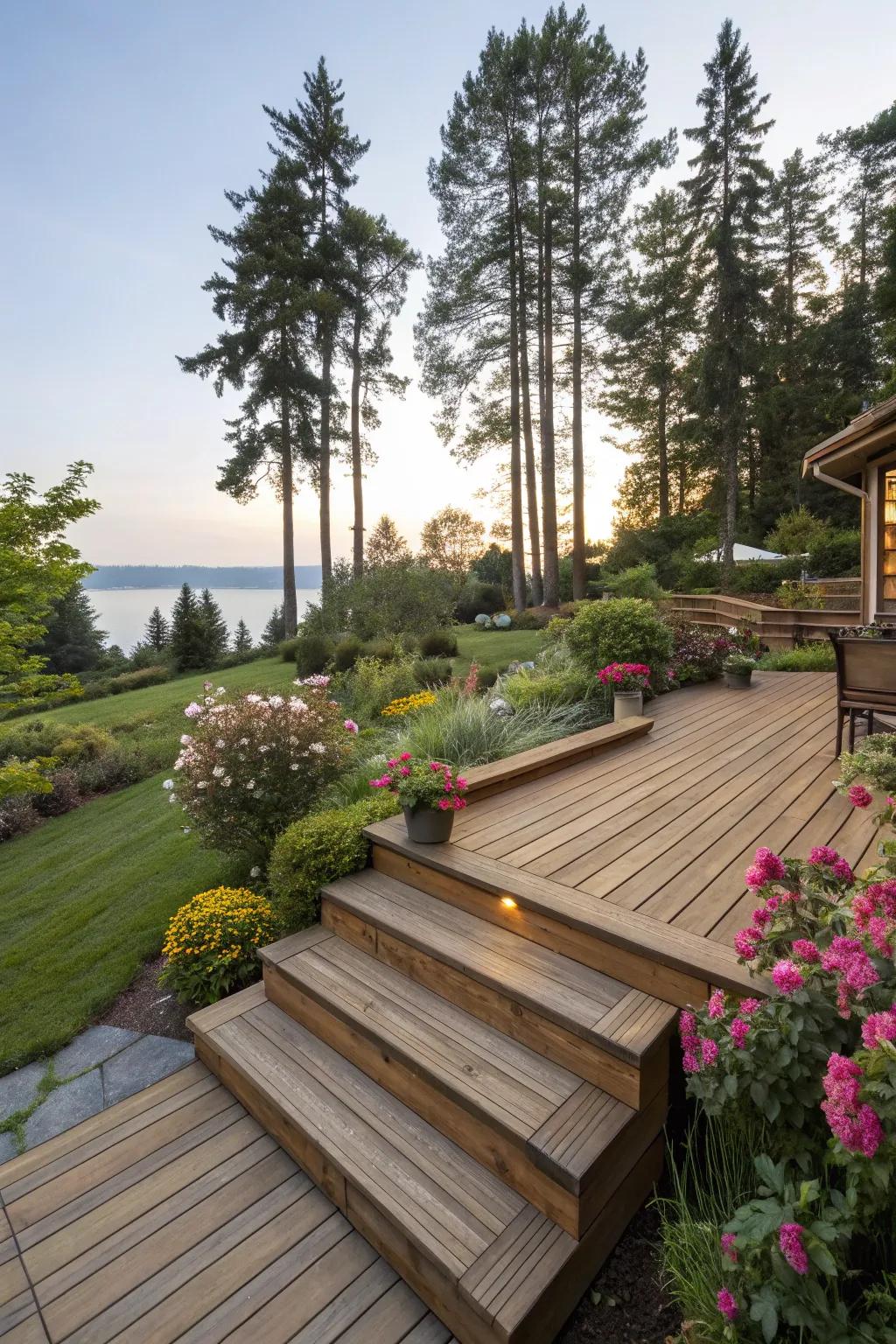 Wraparound steps that make it easy to get to the garden