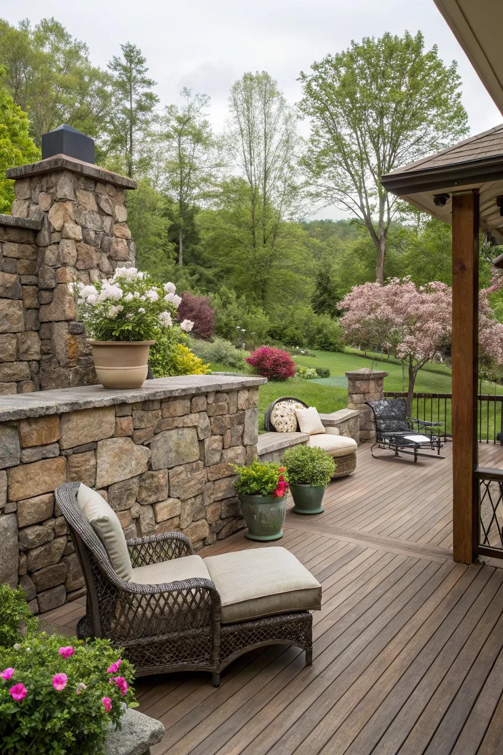 Introduce countryside charm with a stone partition.