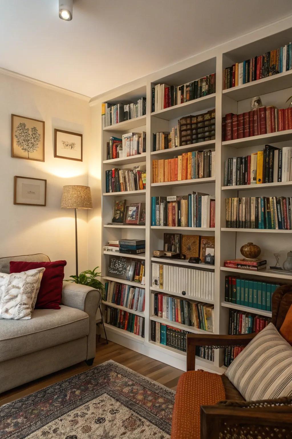 Storybooks become the centerpiece on display shelves.