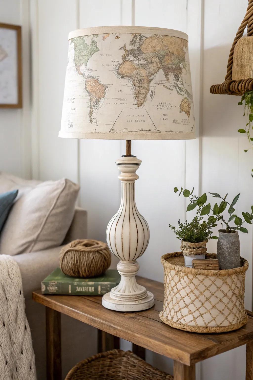 Illuminate your space with wanderlust: a vintage map lampshade for the adventurous soul.