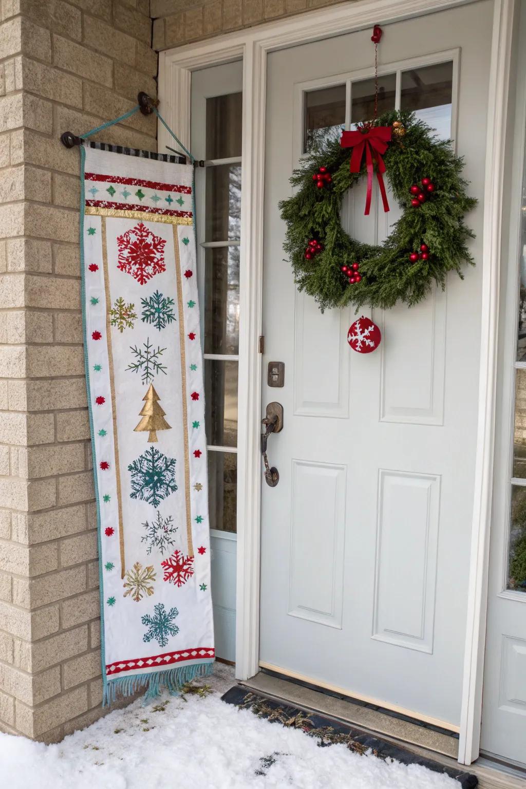 Convey yuletide cheer with a festive door decoration.