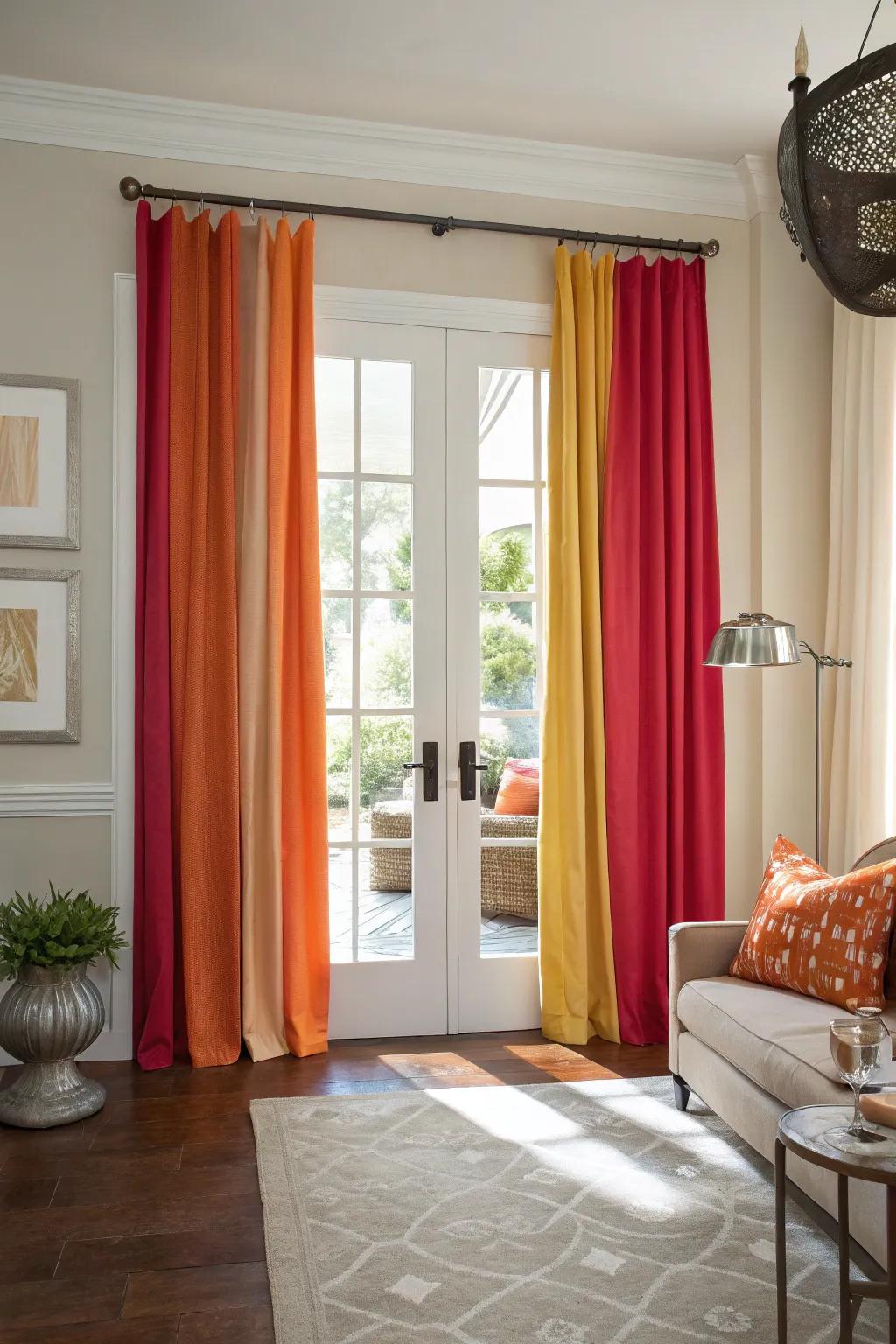 Establish a focal point with intensely hued curtains.