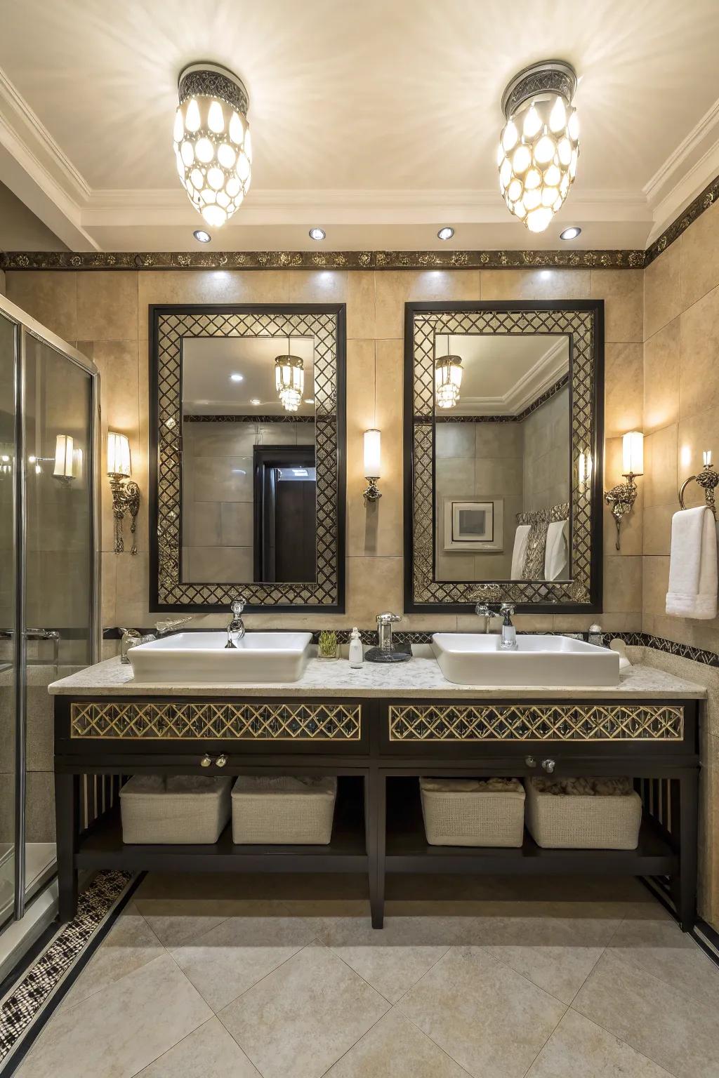 Statement lighting infuses style and utility.