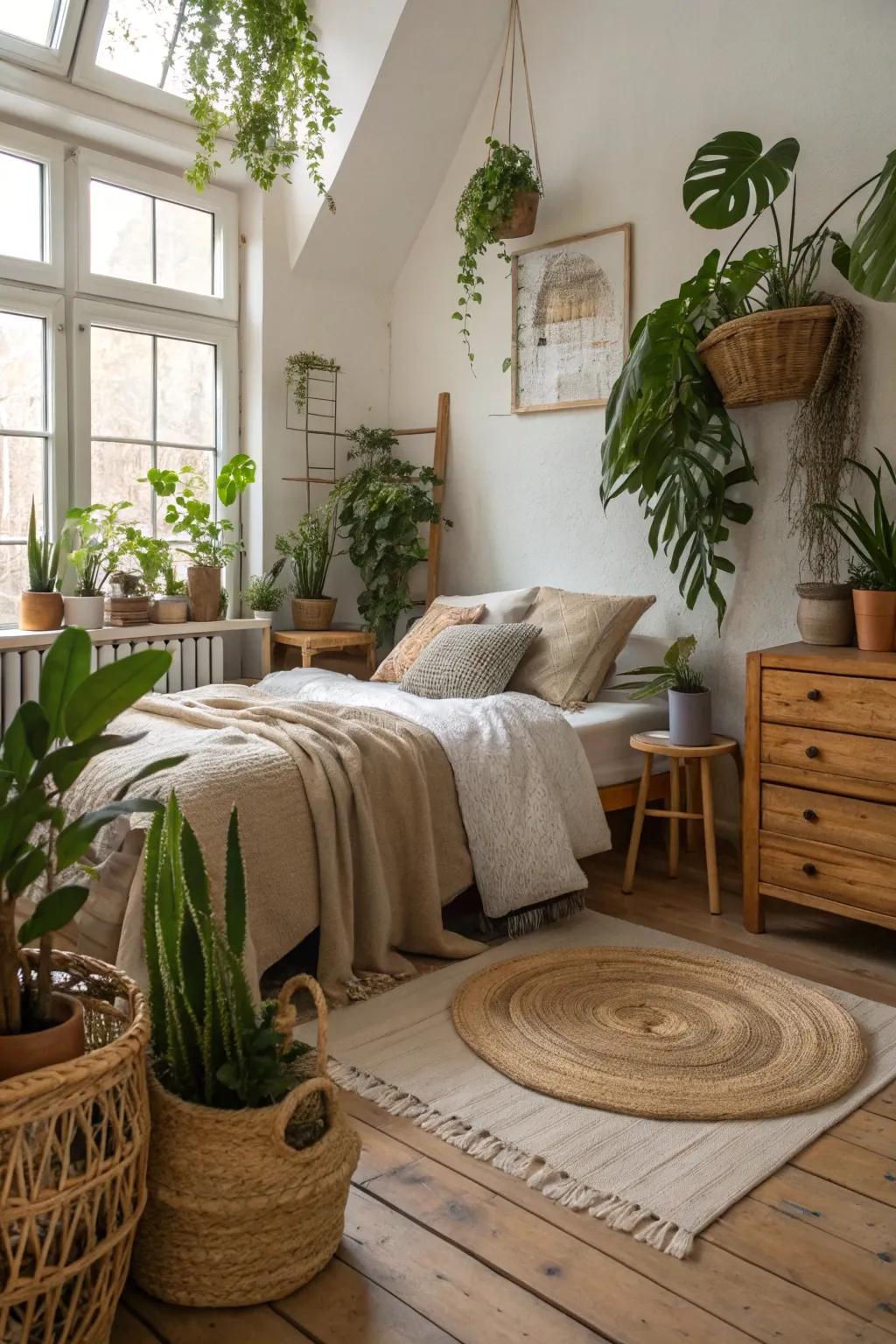 Nature brings life and freshness to your bedroom.