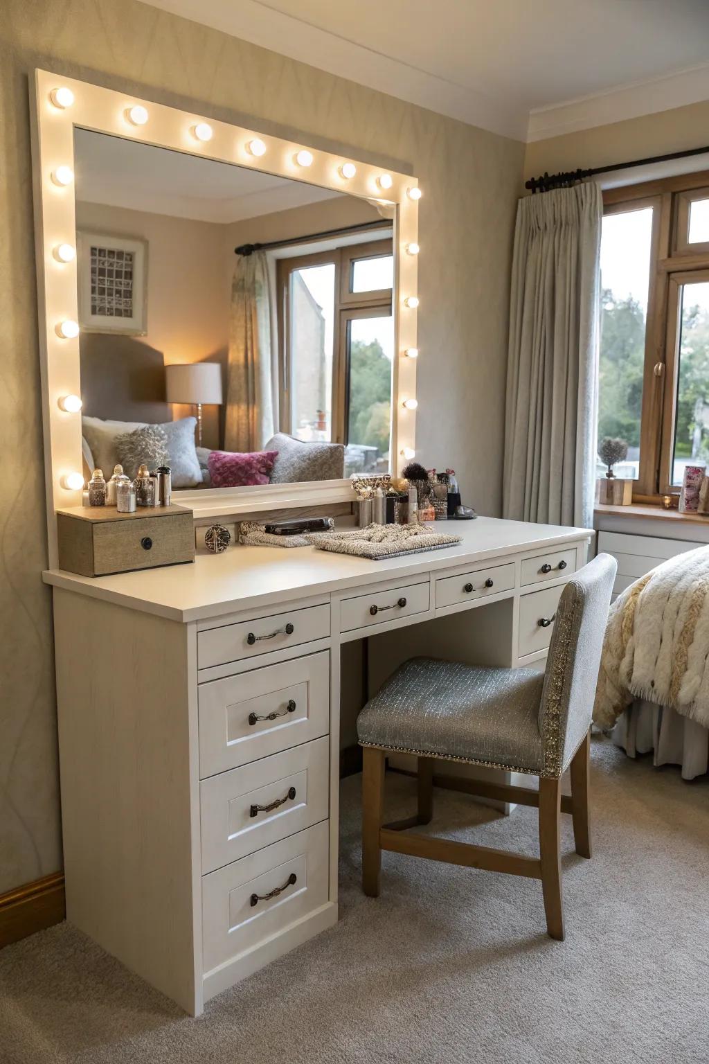 Design a personalized space with a custom-built dressing table.