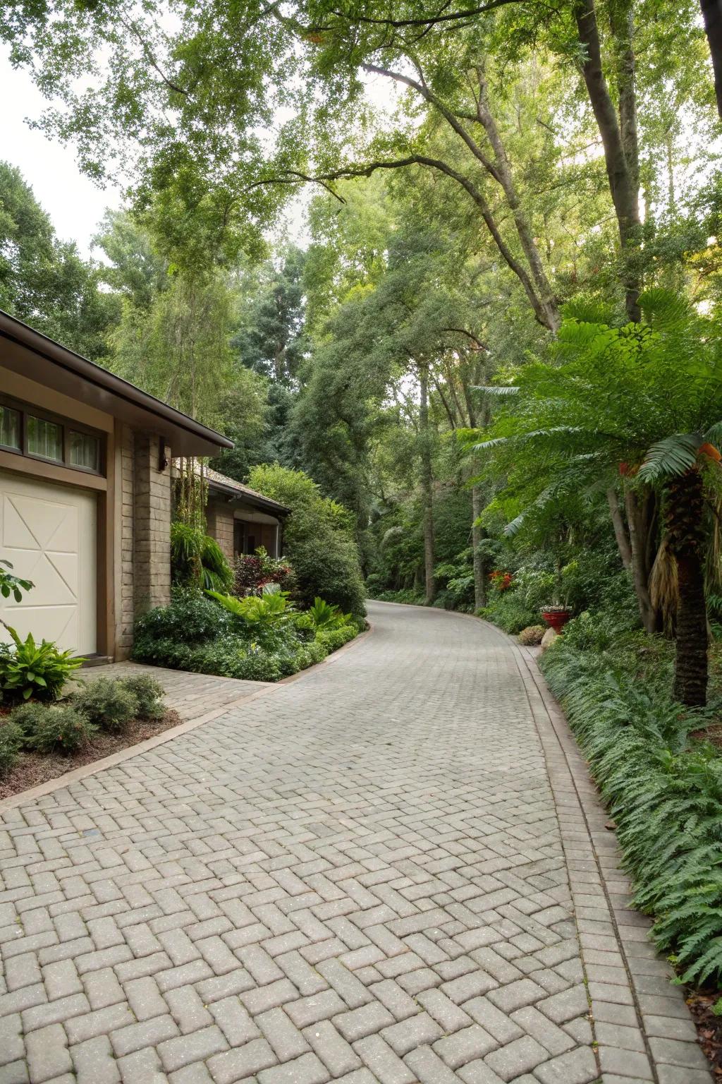 Environmentally friendly driveways featuring permeable pavers foster sustainability.
