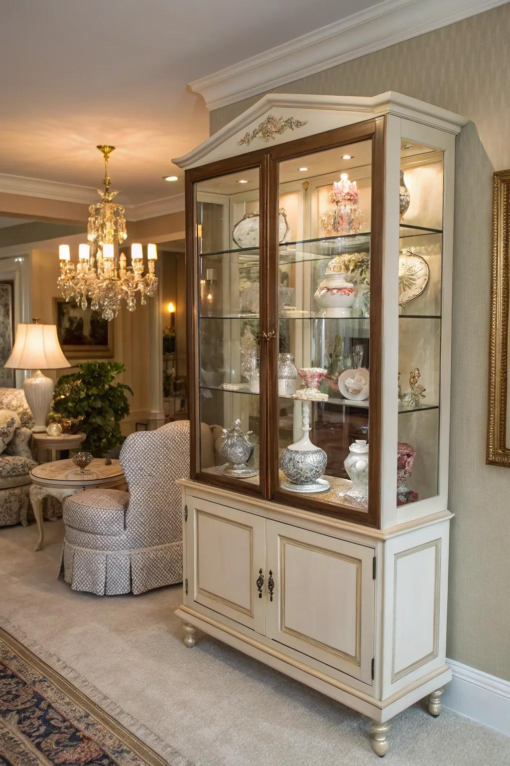 Glass panels transform this reclaimed storage unit into a display case.