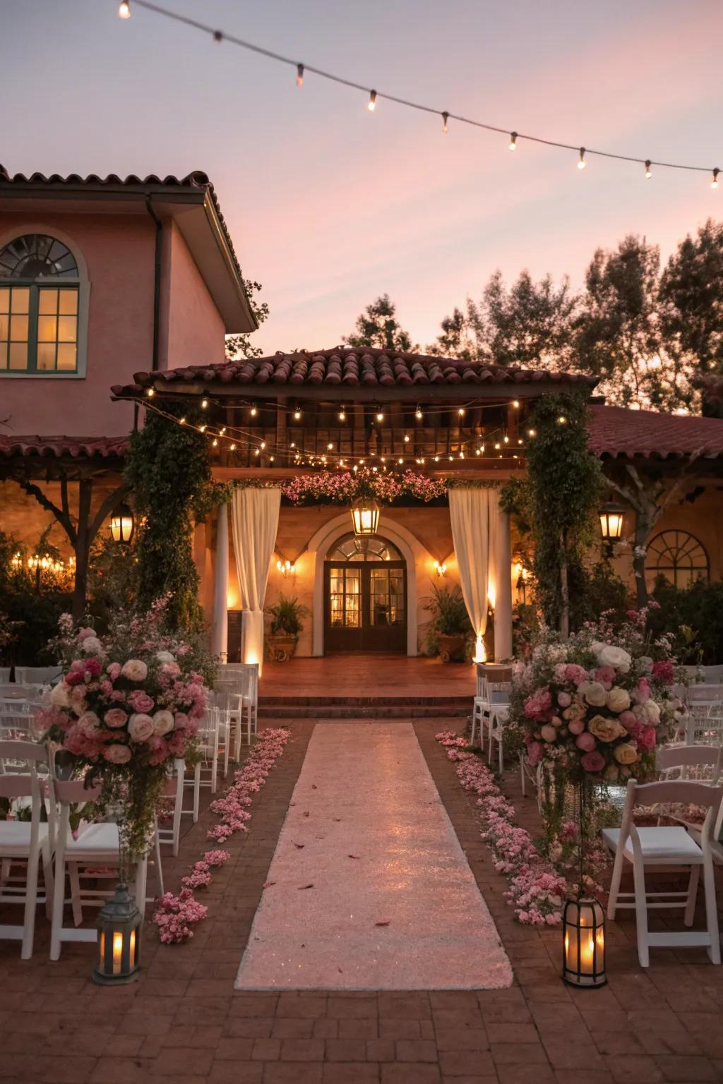 Romantic rosewood blush lighting.