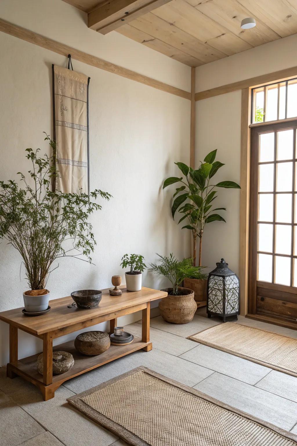 Minimalistic room accentuating natural features.