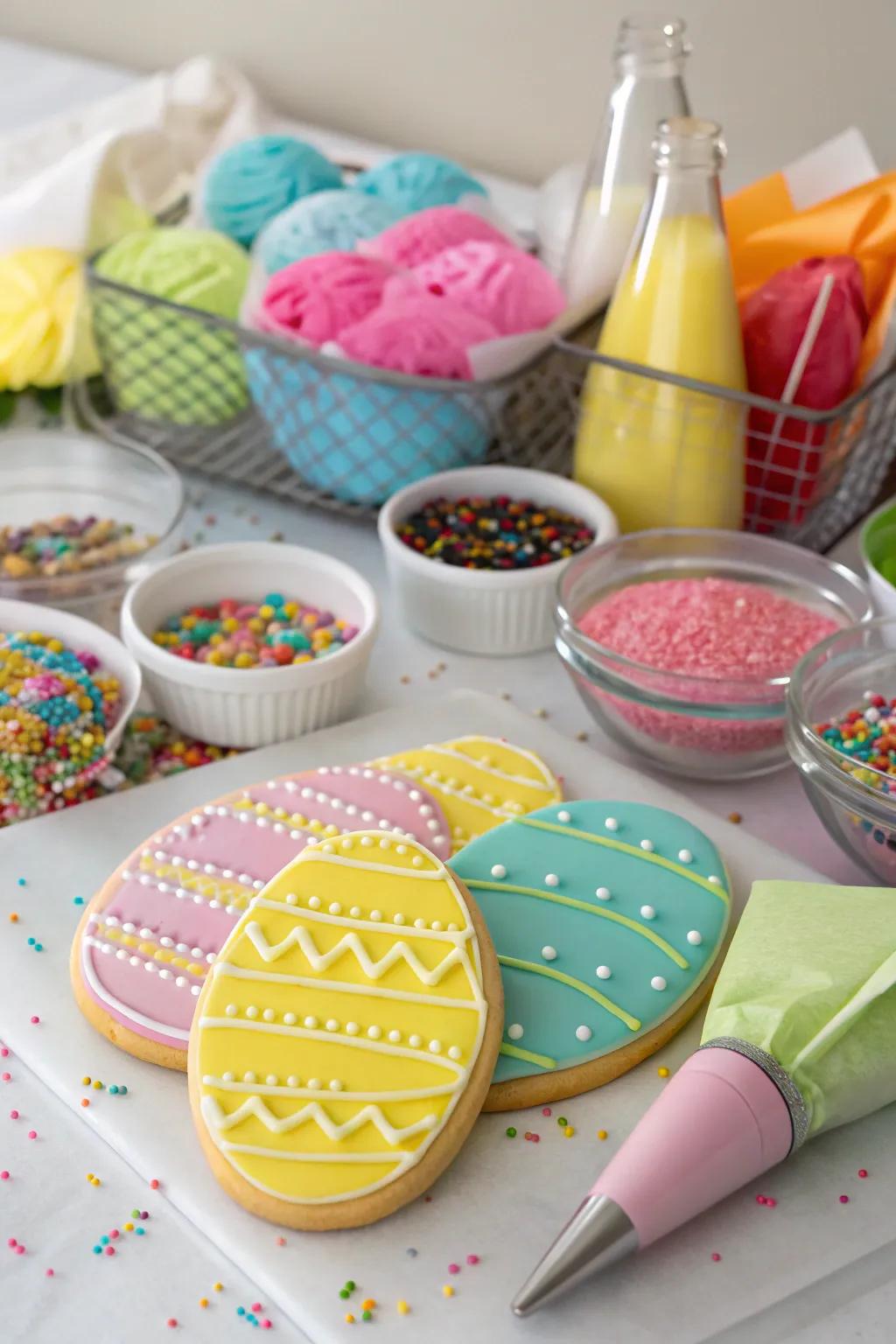 A fun and interactive Easter mini-egg pastry decorating station.