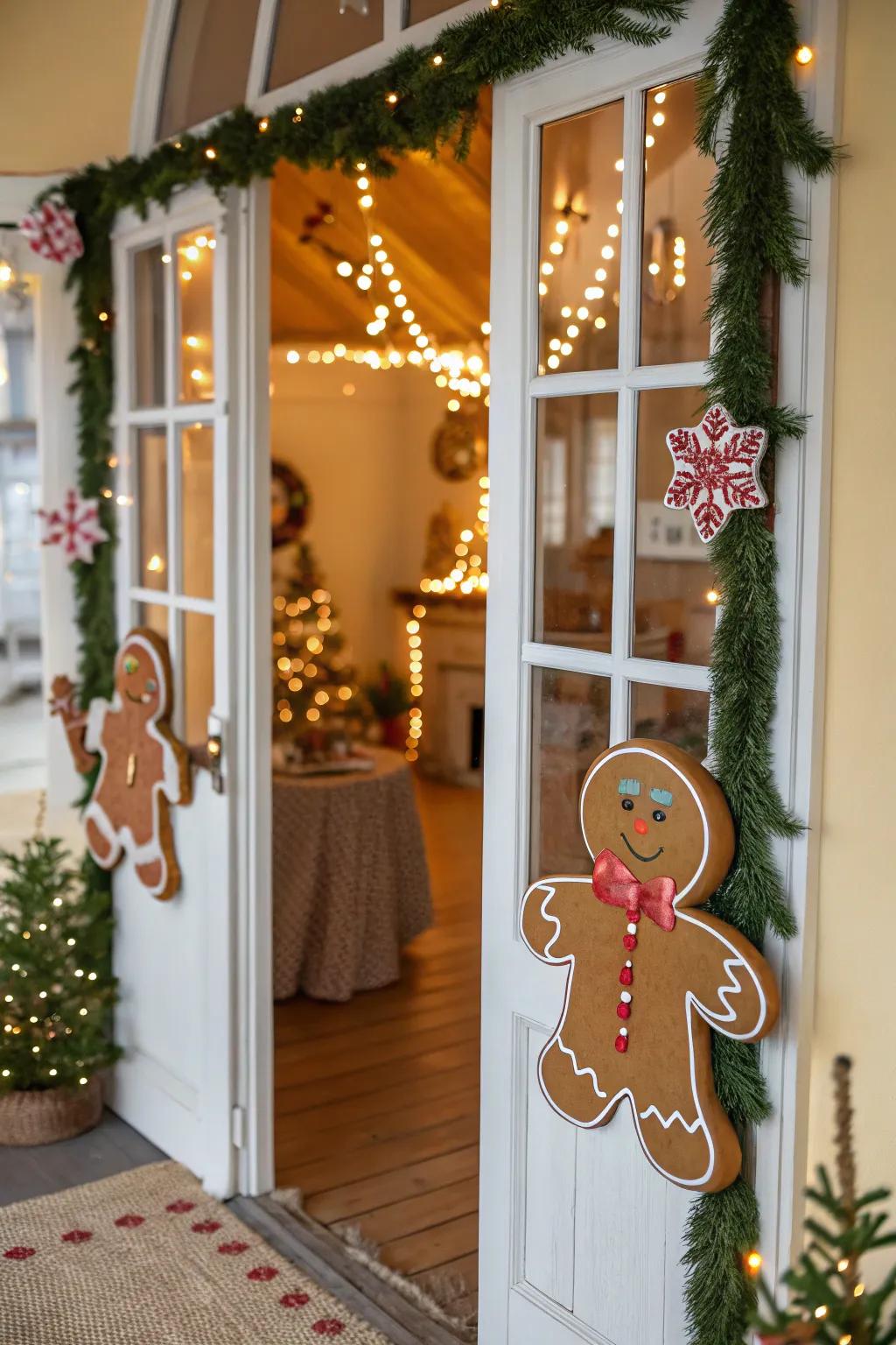 Shortbread characters contribute a playful character to the doorway.