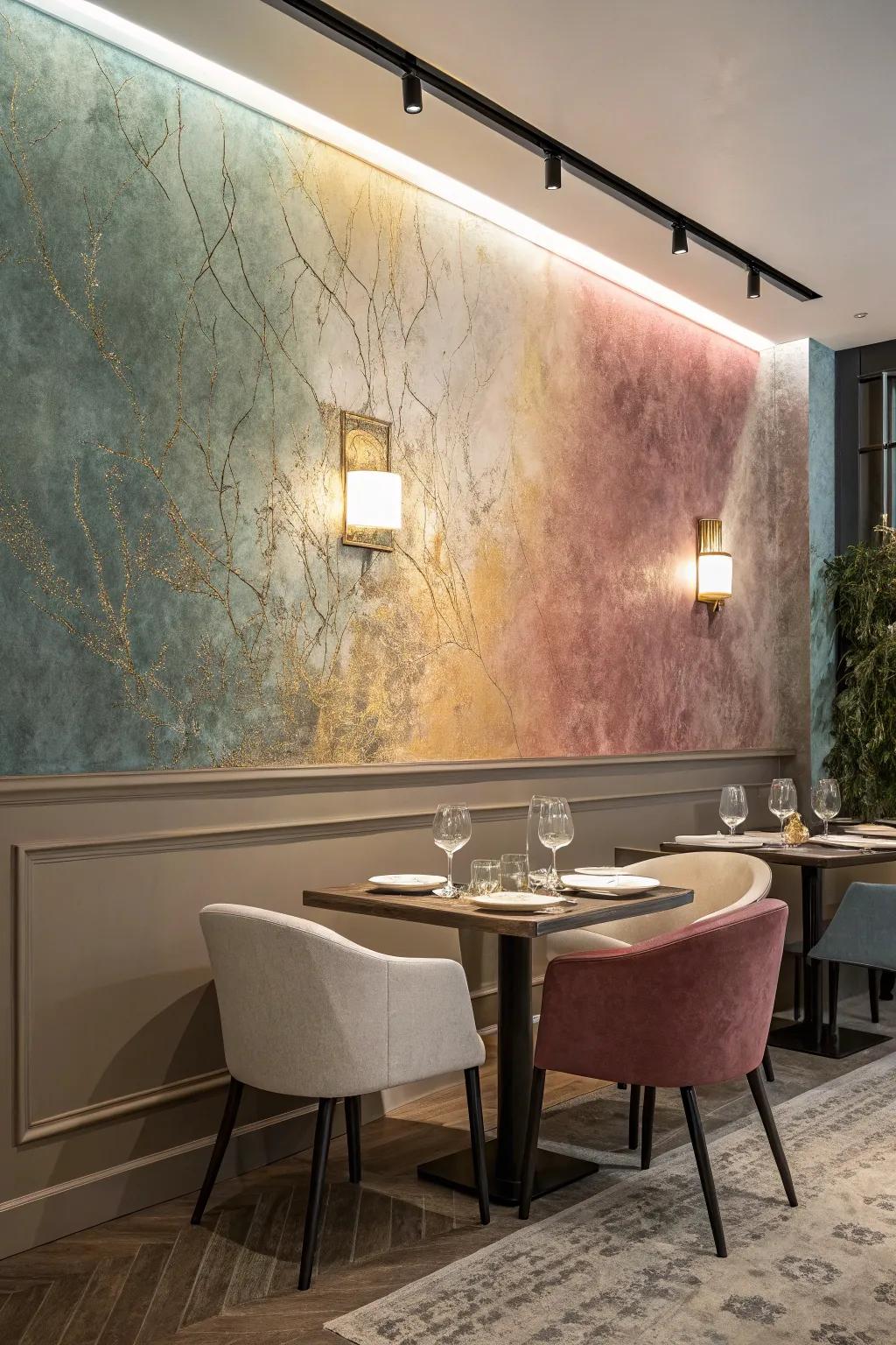 Embossed pigment delivers adaptable profundity.