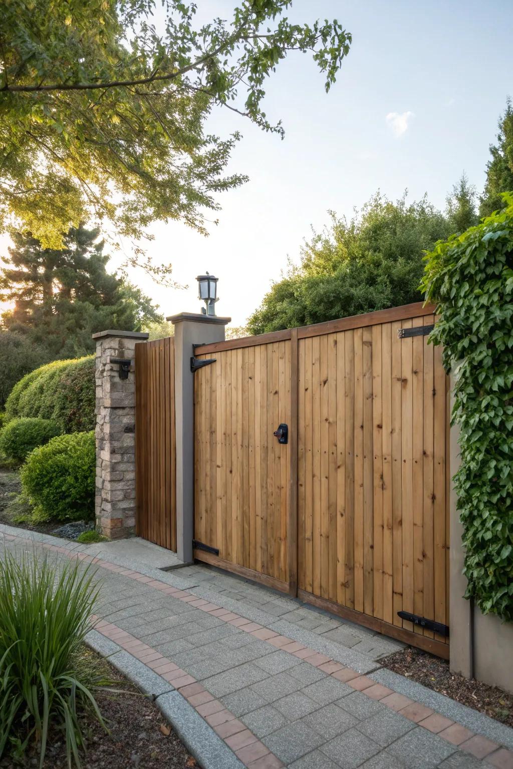 Solid gates ensure privacy while keeping up visual appeal.