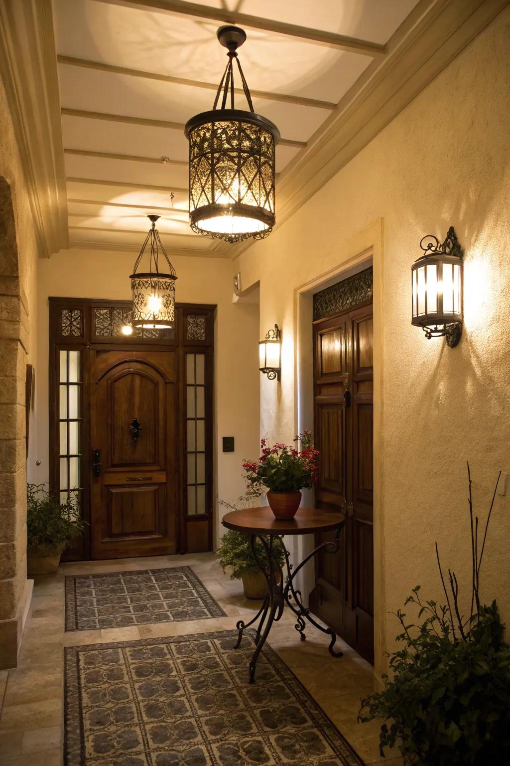 Varied lighting sets the mood and assures functionality.