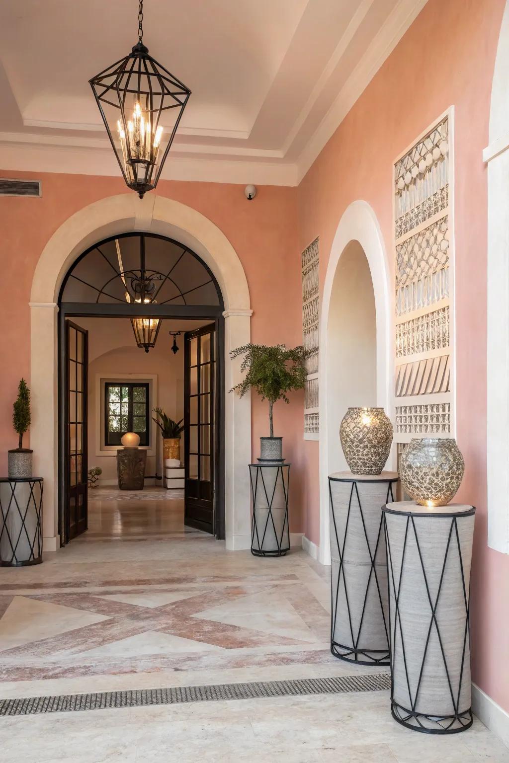 Embrace subtle elegance using soft blush tones.