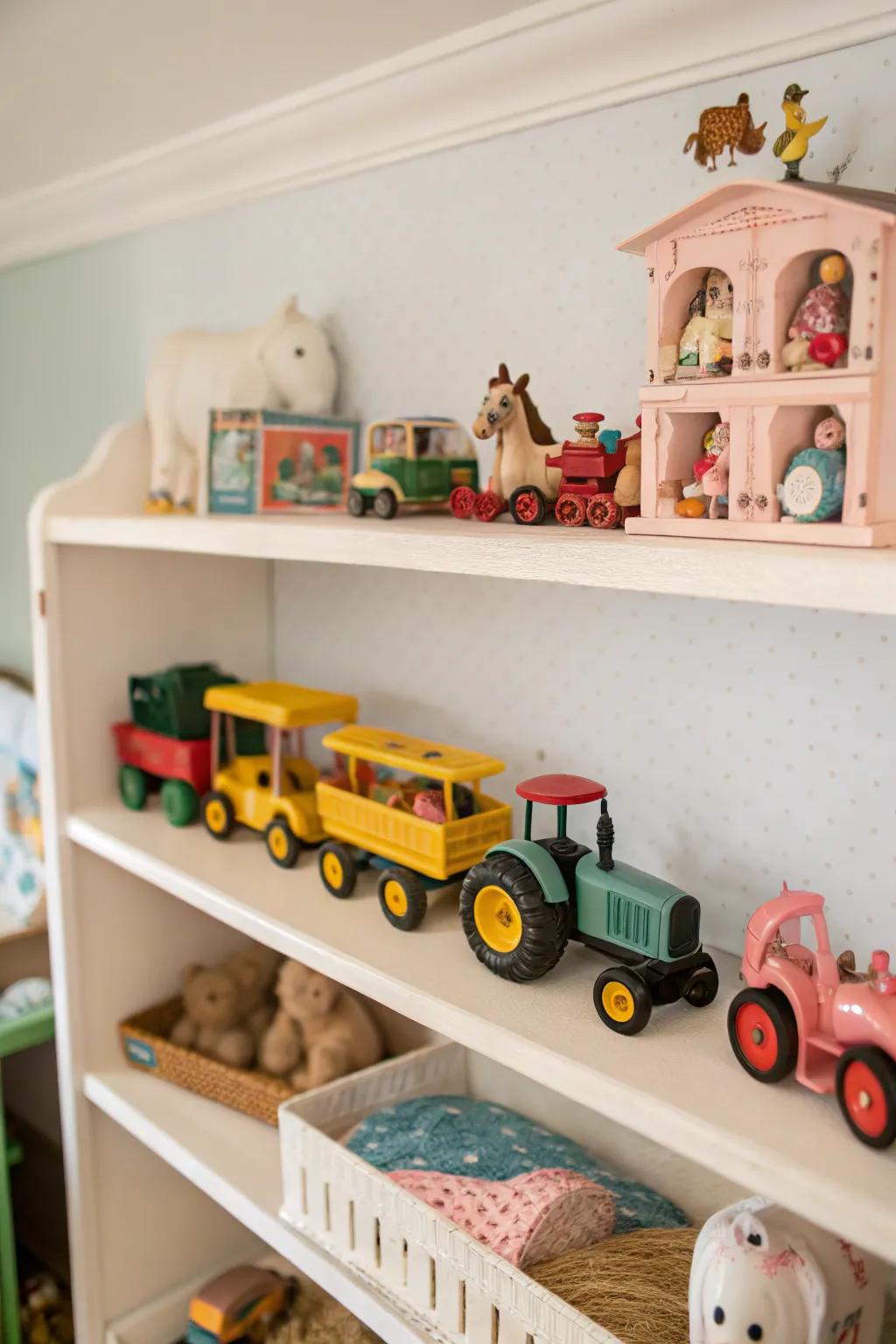 Vintage toys introduce charm and character to a nursery.