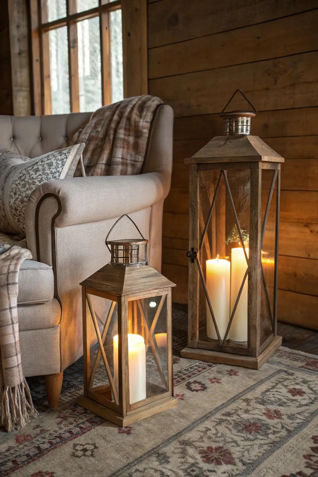 Ground lanterns incorporate a bold trace to area design.