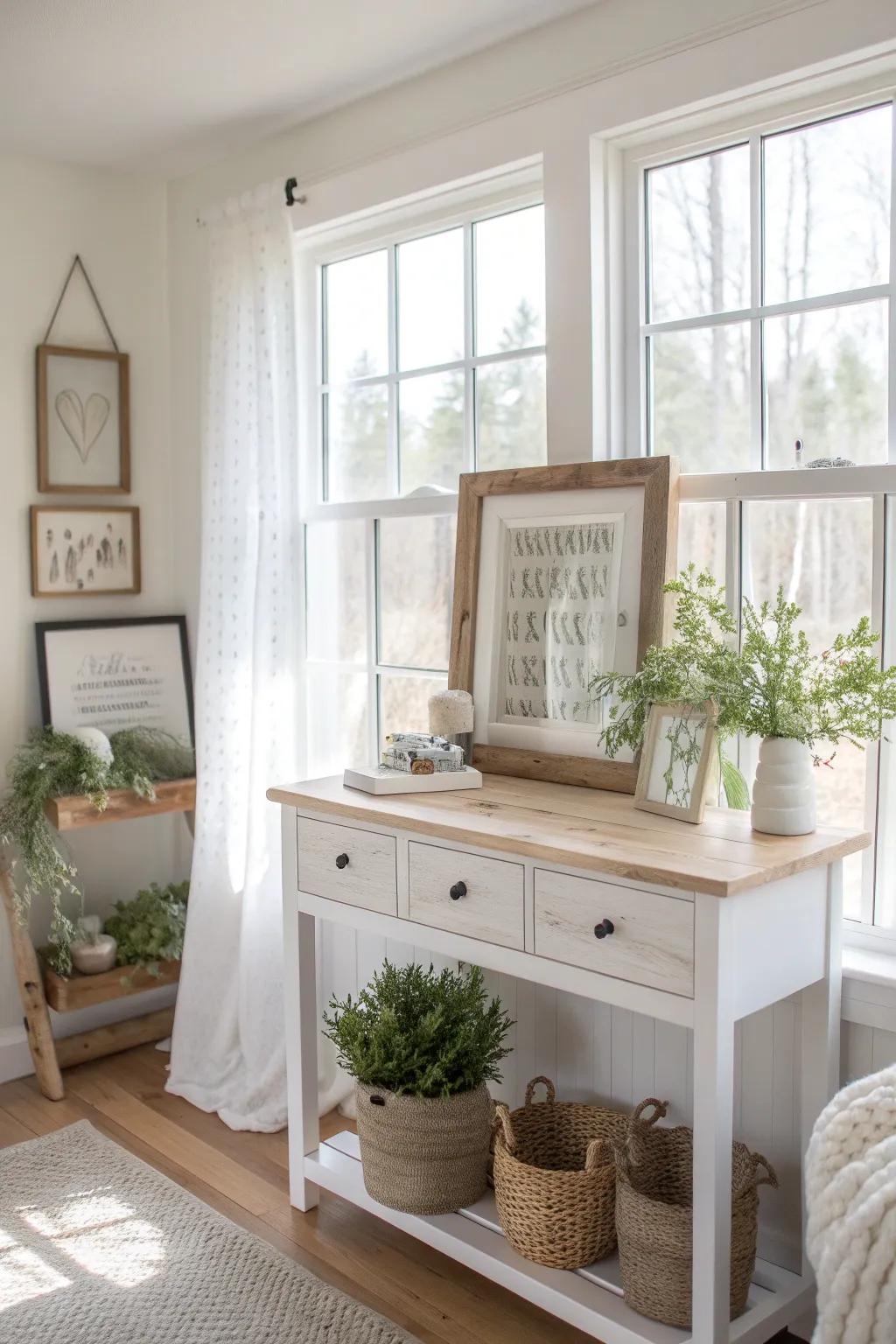 Minimalist decor introduces charm without overcrowding the area.