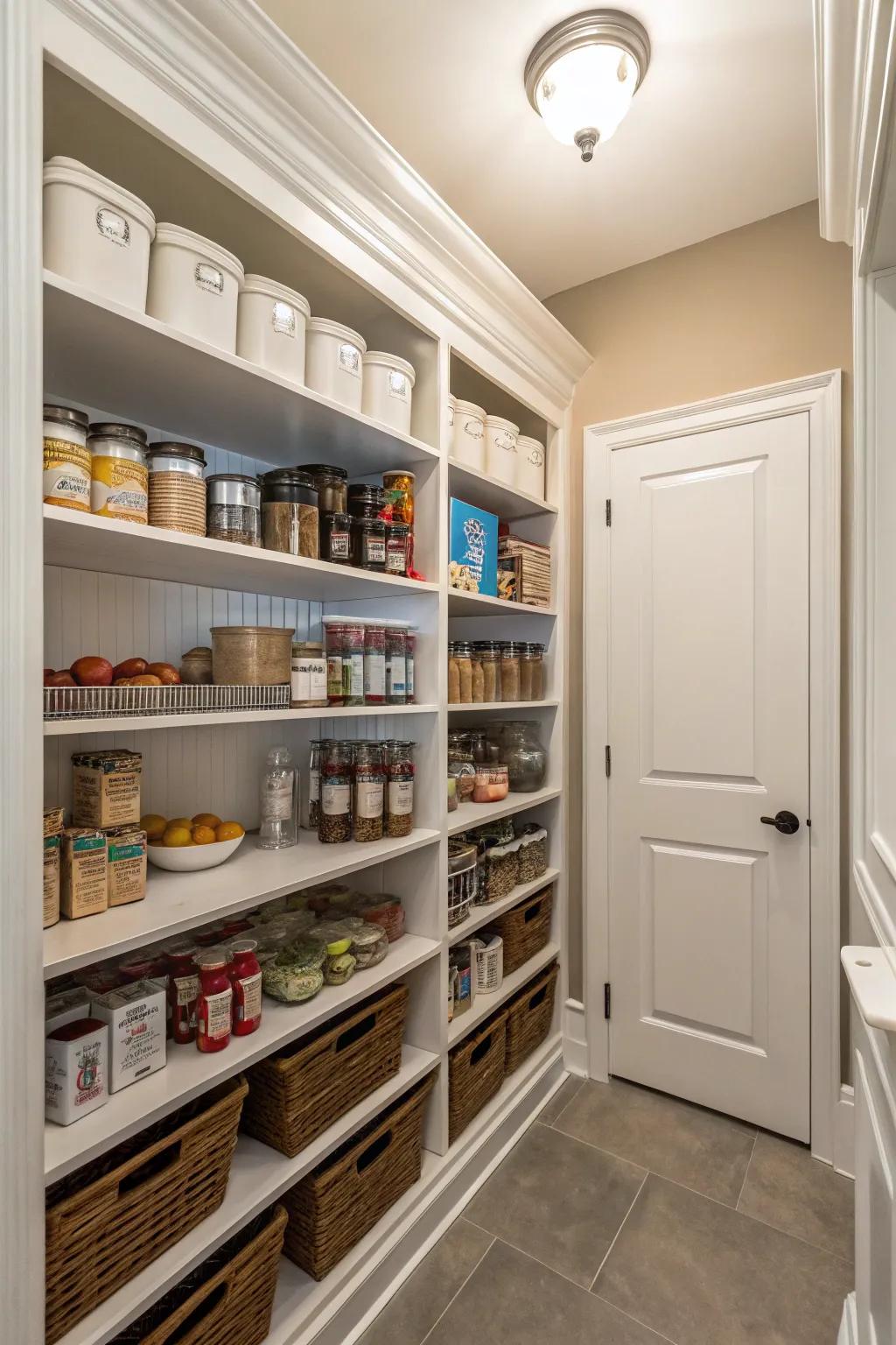 A stylish, perfected pantry thanks to faux molding.