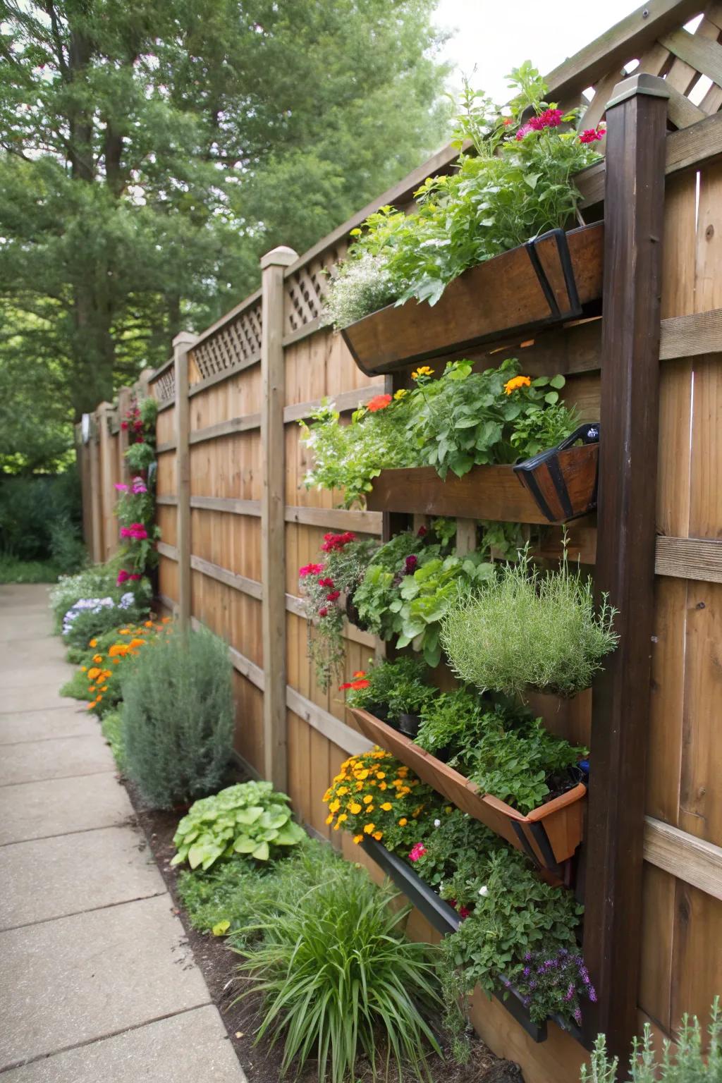 Create a living wall with a vertical garden fence.
