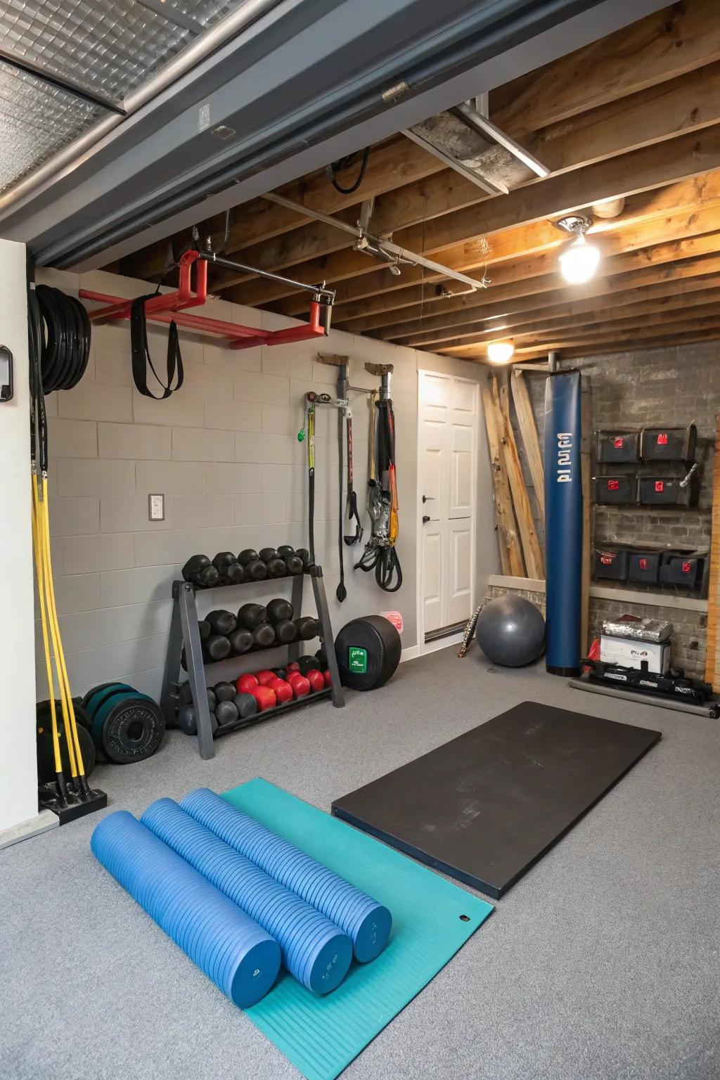 Maintain your fitness goals with a concealed home gym in your crawl space.