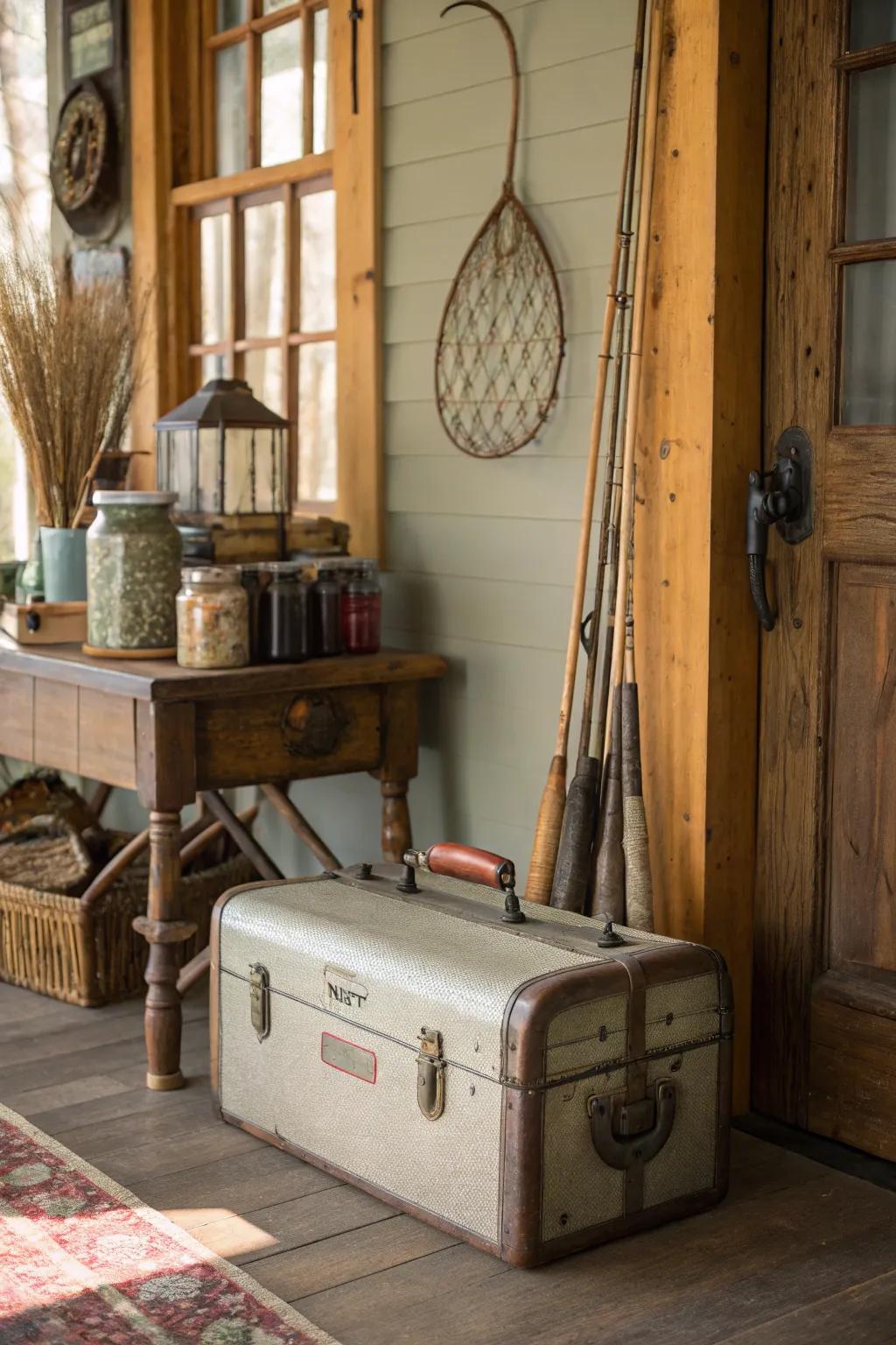 Antique tackle containers provide unique storage solutions.