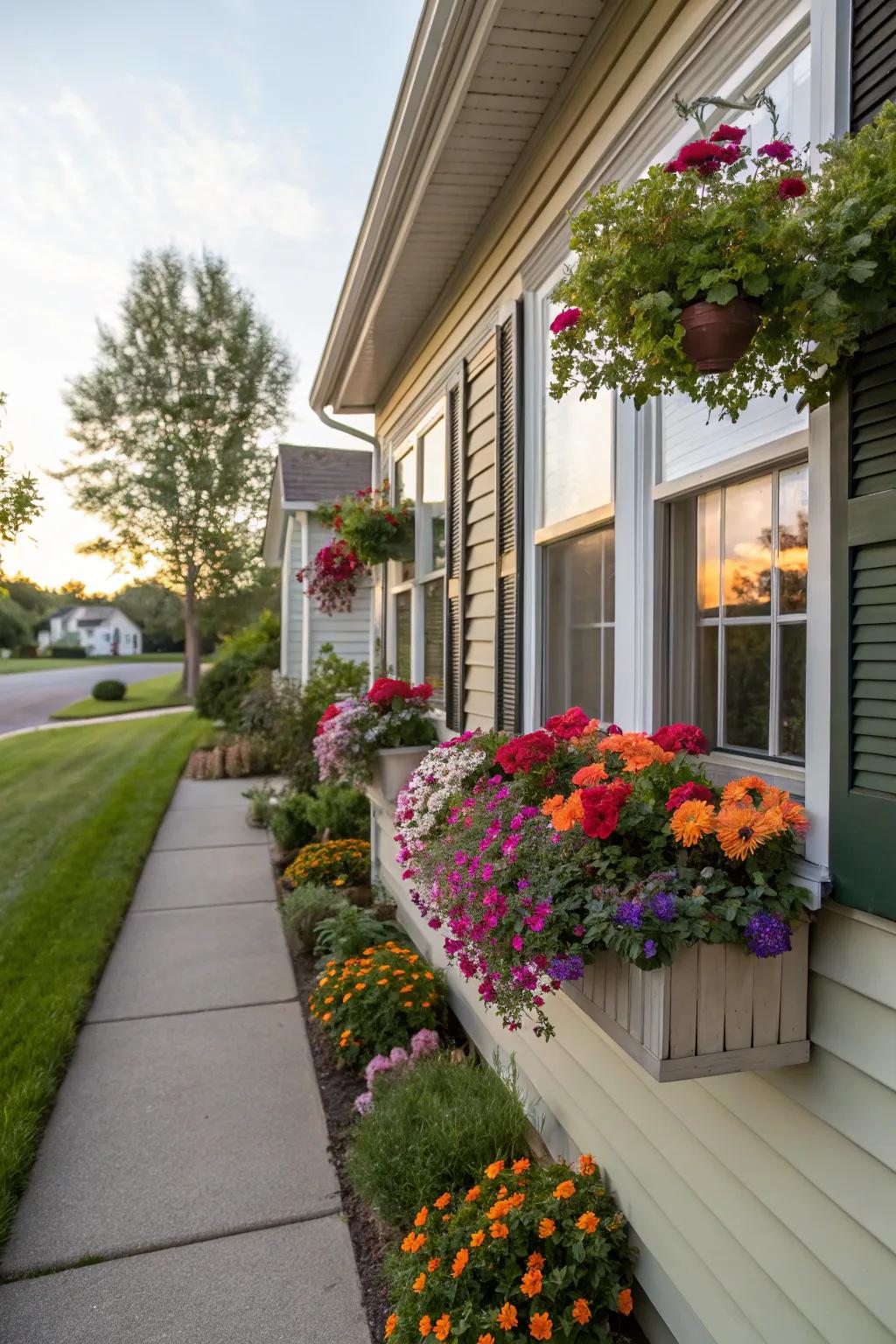 Enhance your home's curb appeal with floral window boxes.