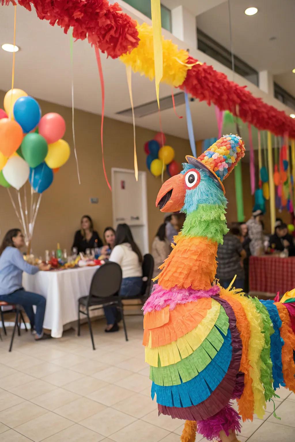 A festive turkey piñata adds fun to Friendsgiving.