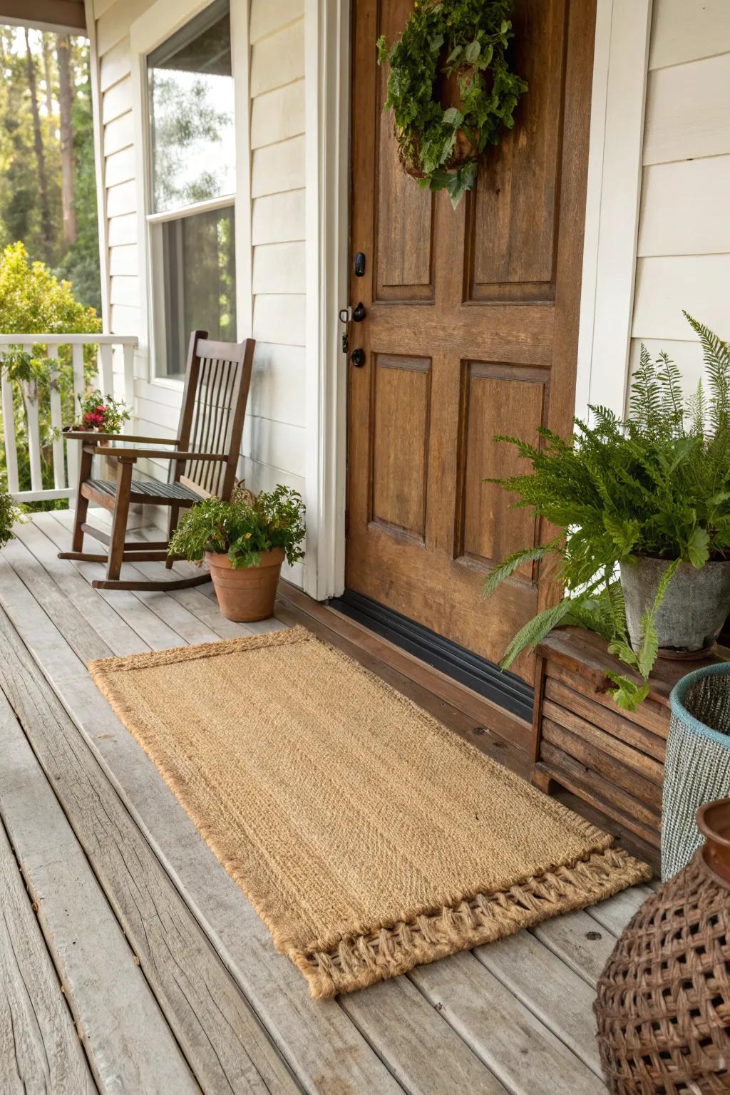 A natural textured doormat for an earthy touch.