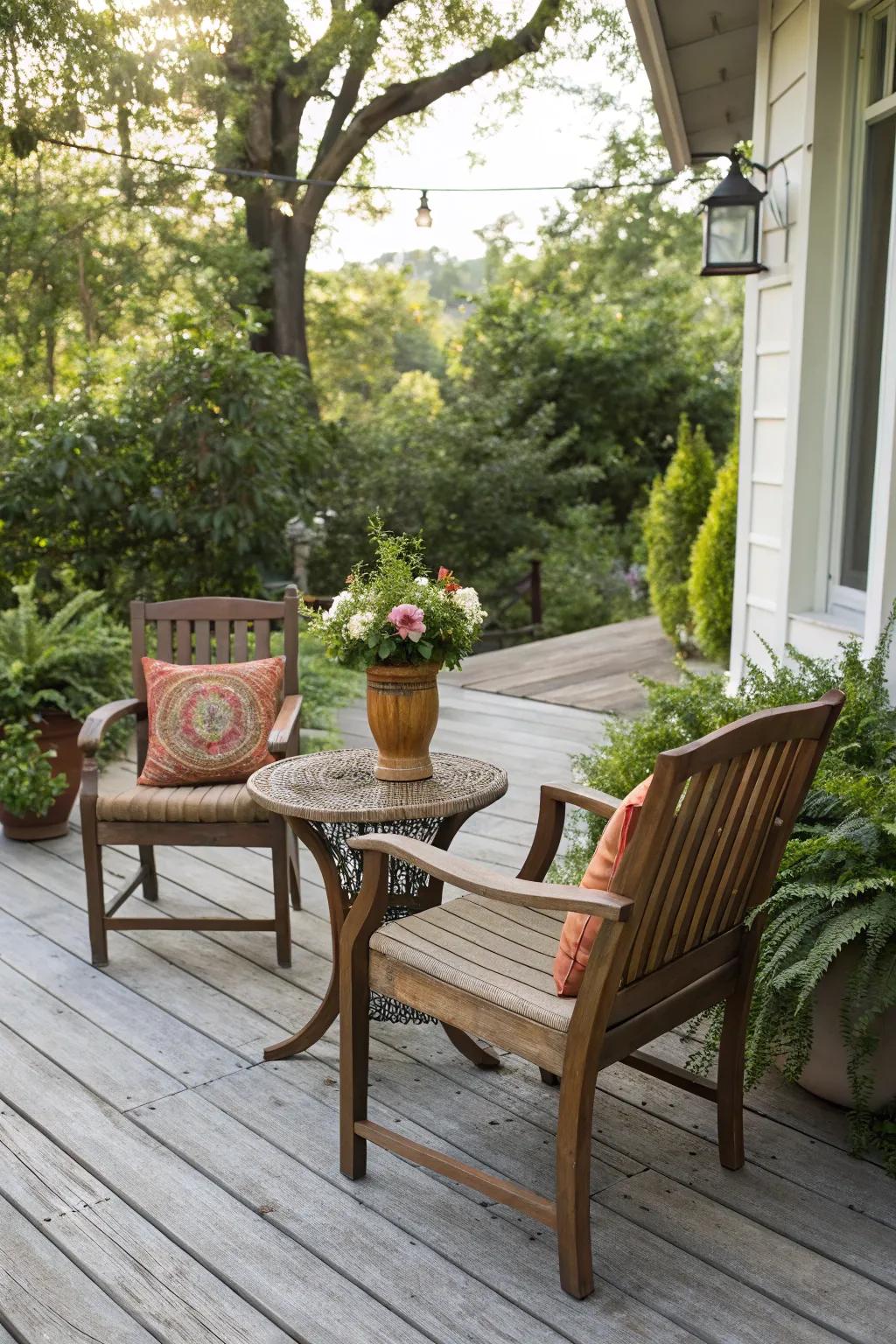 Symmetrical seating designs offer balance and peace.