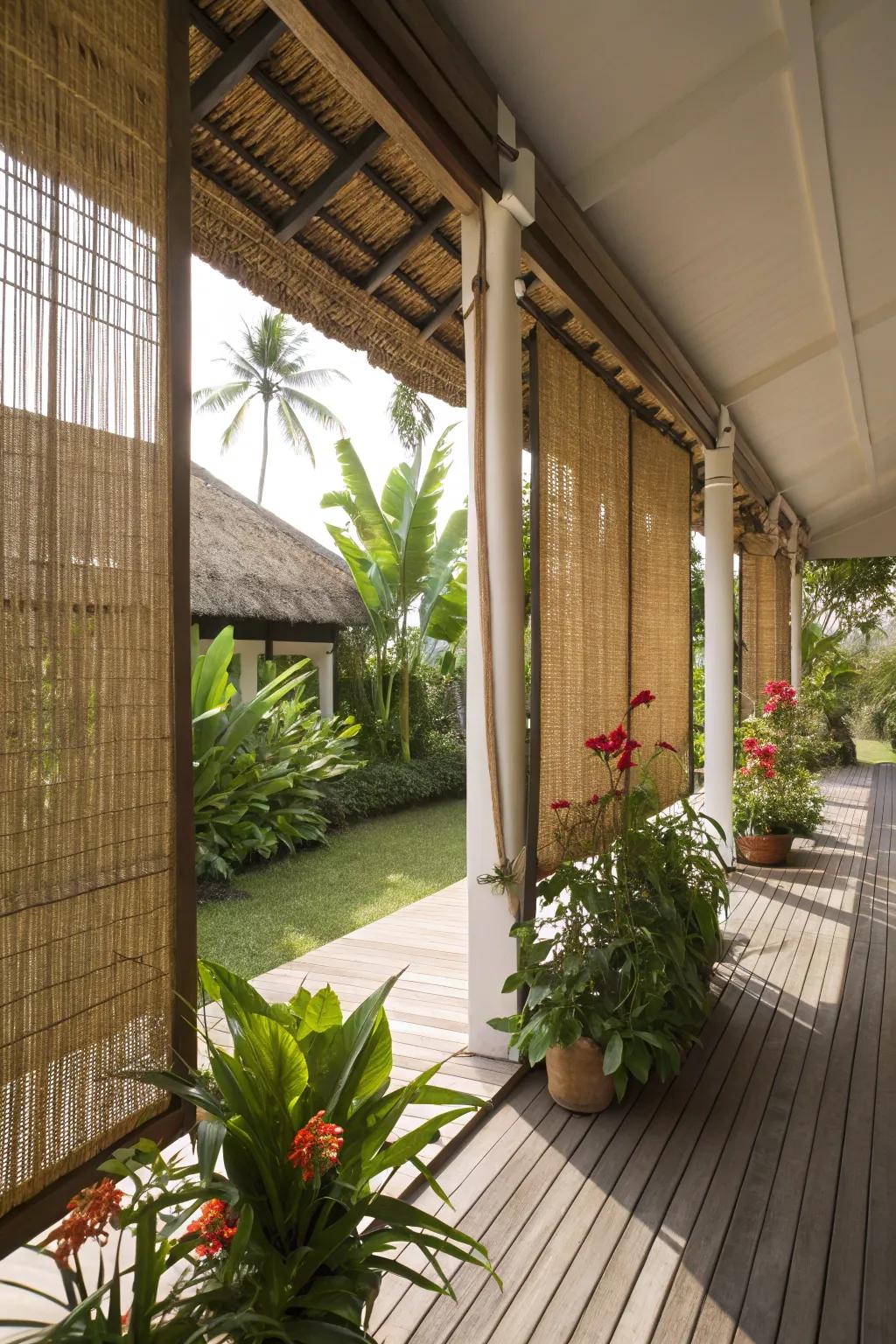 Exotic and light-diffusing bamboo screens for your porch.
