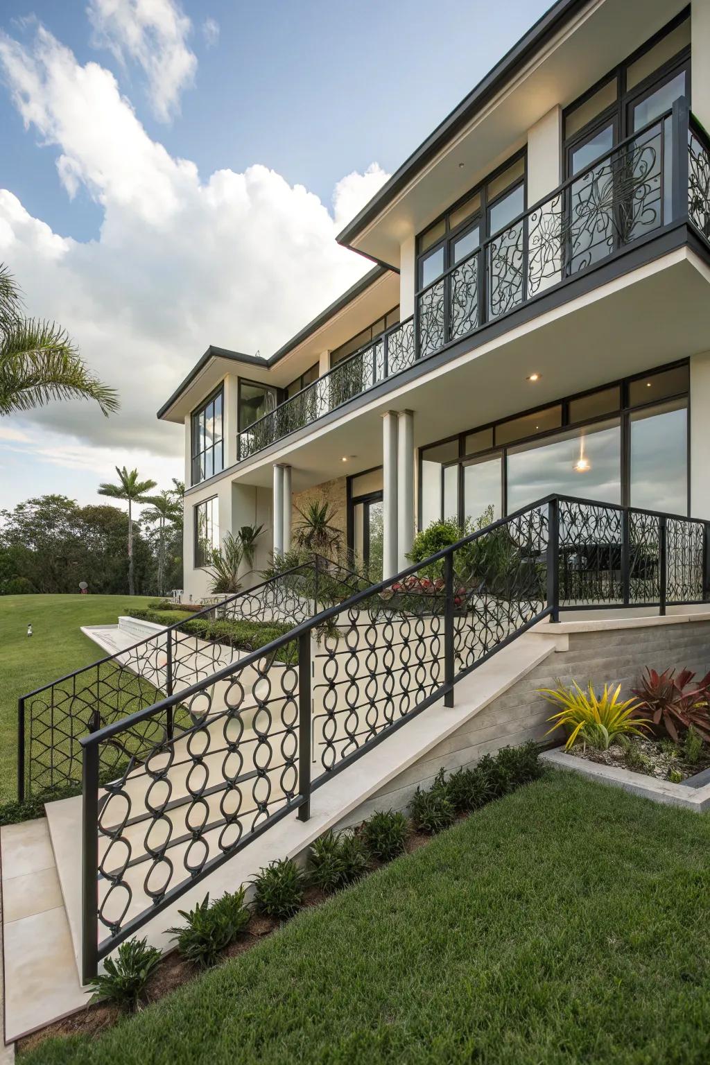 Geometric patterns craft a bold and artistic statement.
