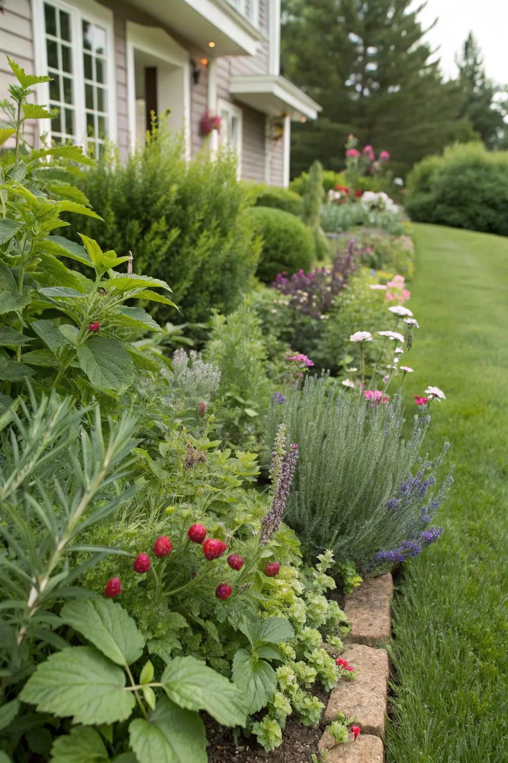 Edible plants contribute flavor and beauty to your berm.