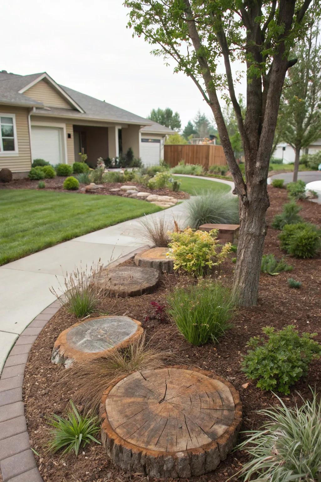 Mulched tree bases deliver both function and style.