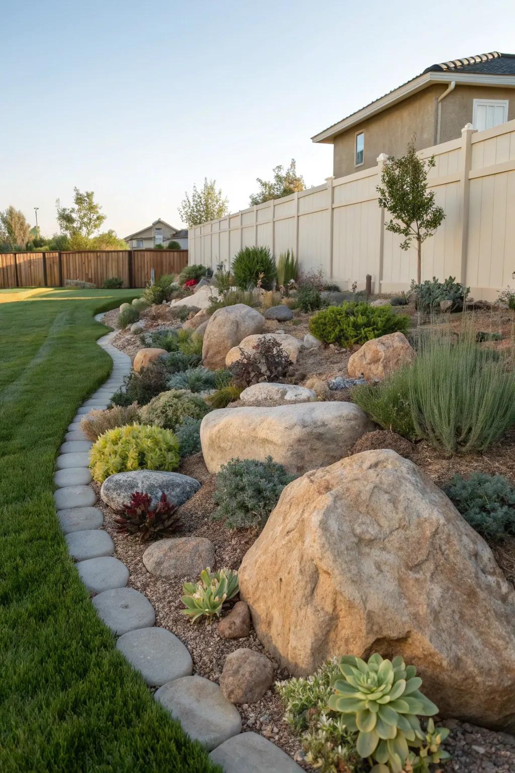 Unearth concealed plant alcoves fashioned by massive stones.