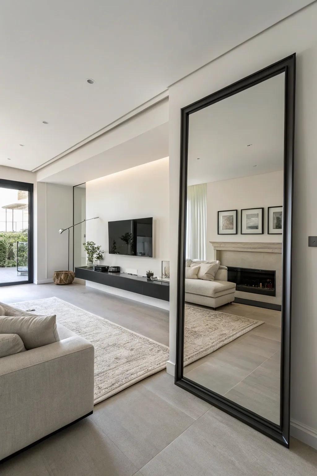 Borderless mirrors provide a sleek and modern aesthetic.