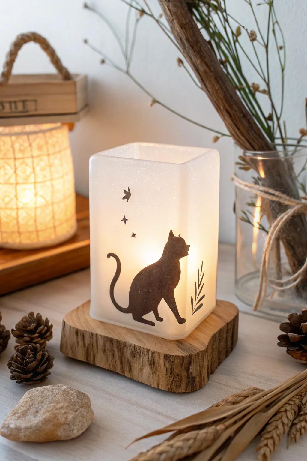 Let your night light purr with charm—embrace simplicity and playfulness with a playful cat silhouette.