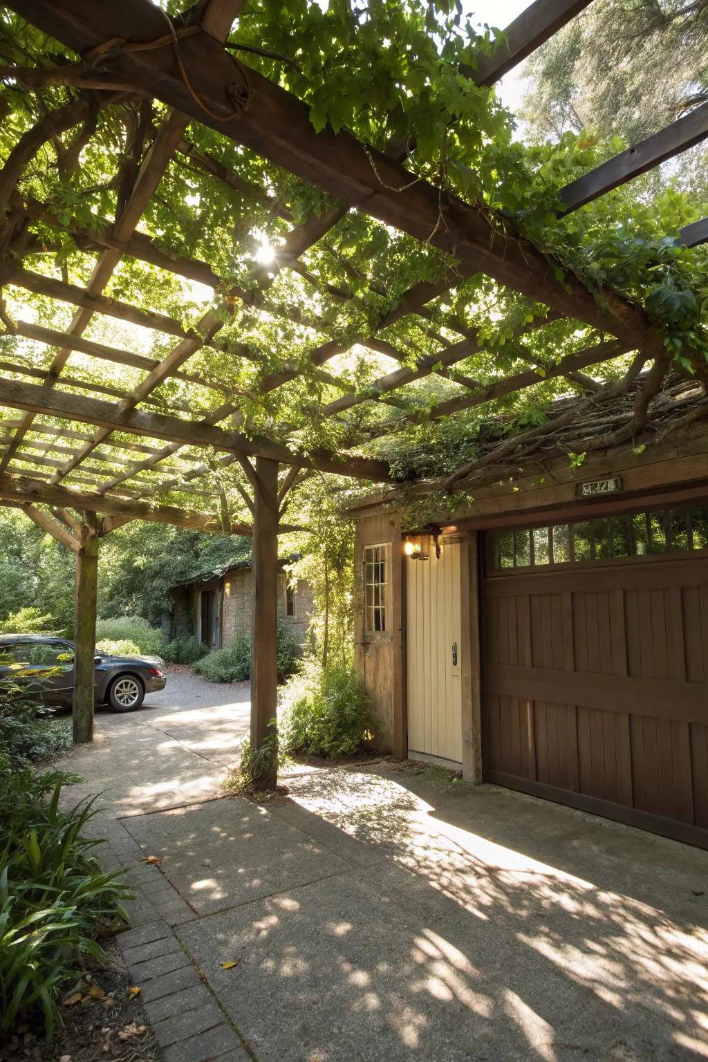 A chic pergola extension adds both shade and style.