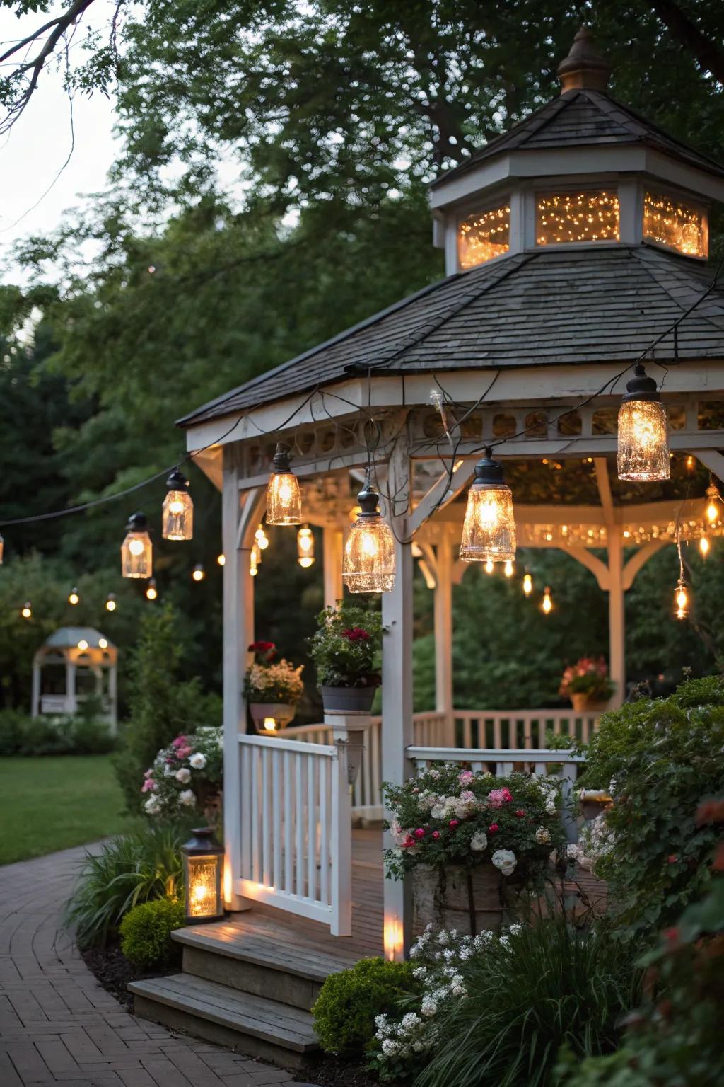 Artisan container lights contributing a countryside and snug detail.