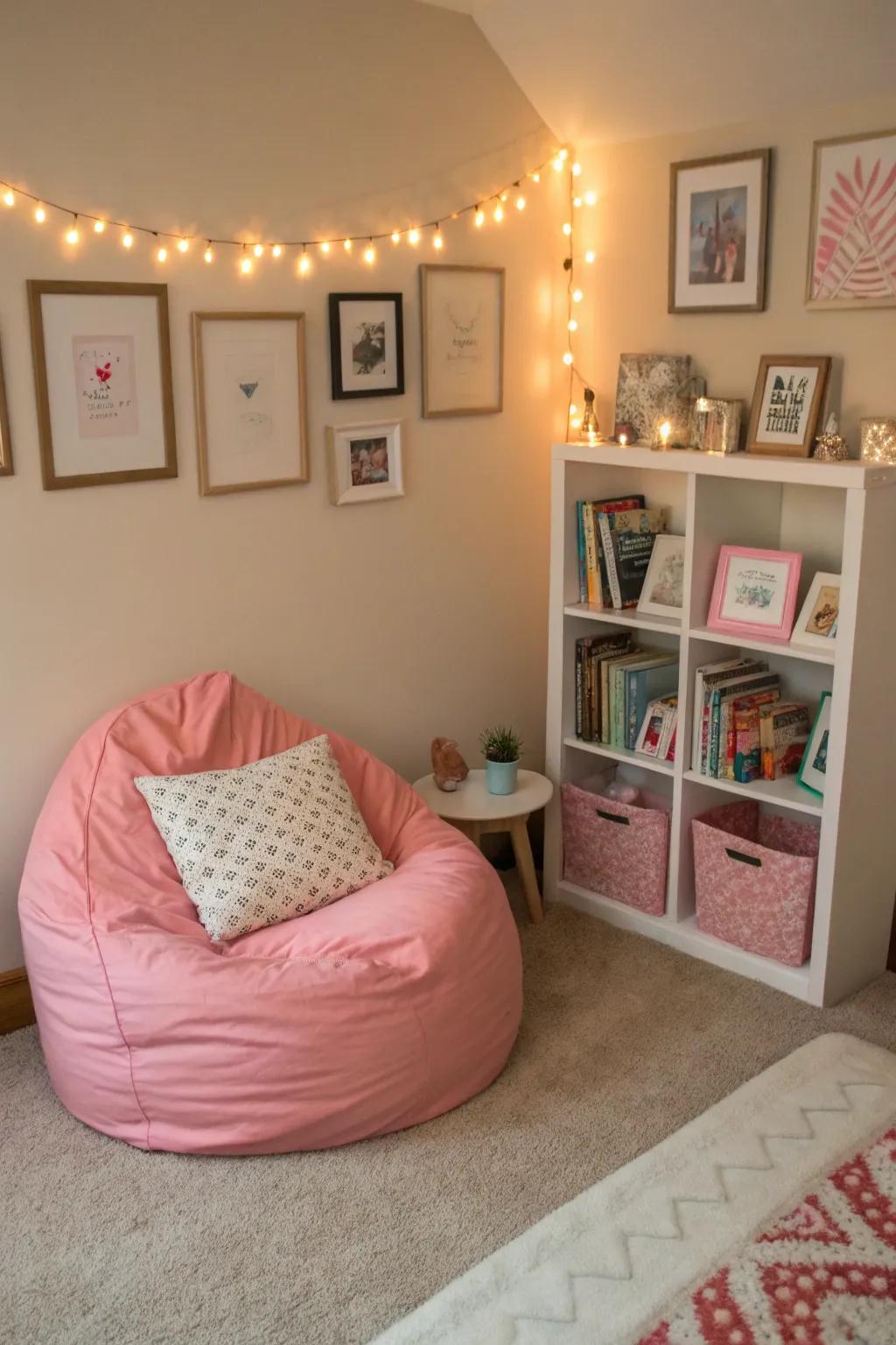 A snug nook is ideal for relaxing or enjoying a good read.