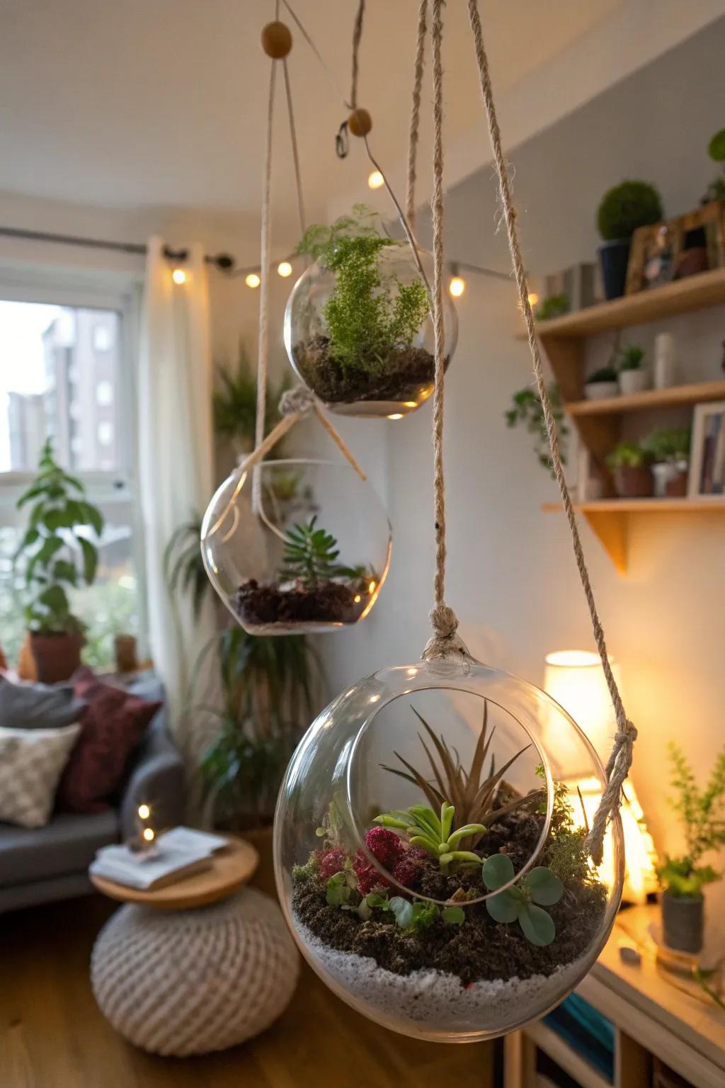 With suspended garden spheres, enchant your space.