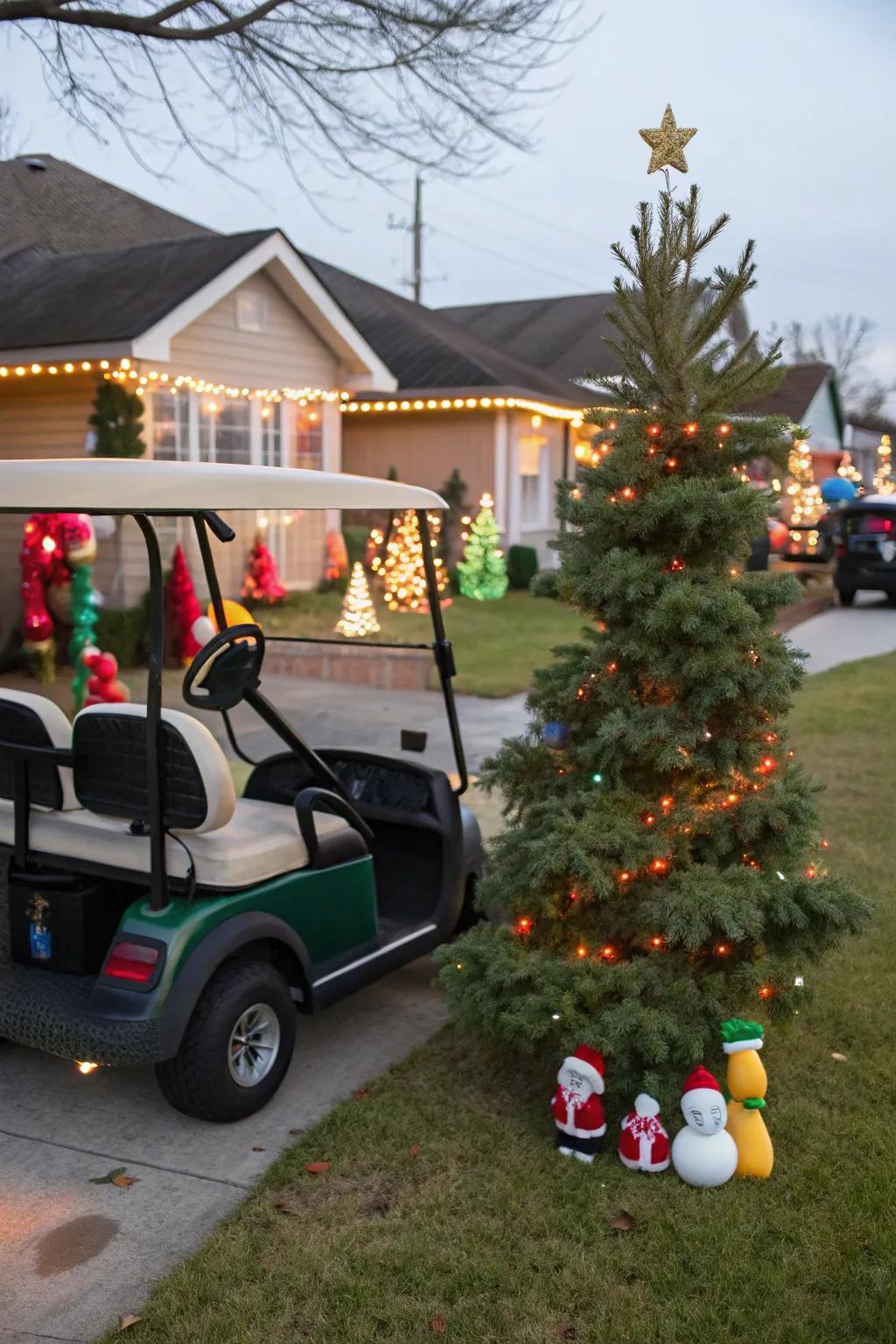 Bringing the holiday tree along for the ride.