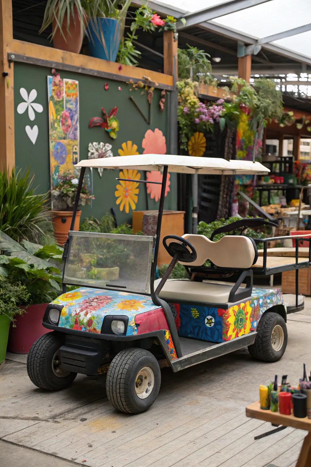 Convey your ingenuity with handcrafted artistic panache on your golf cart.