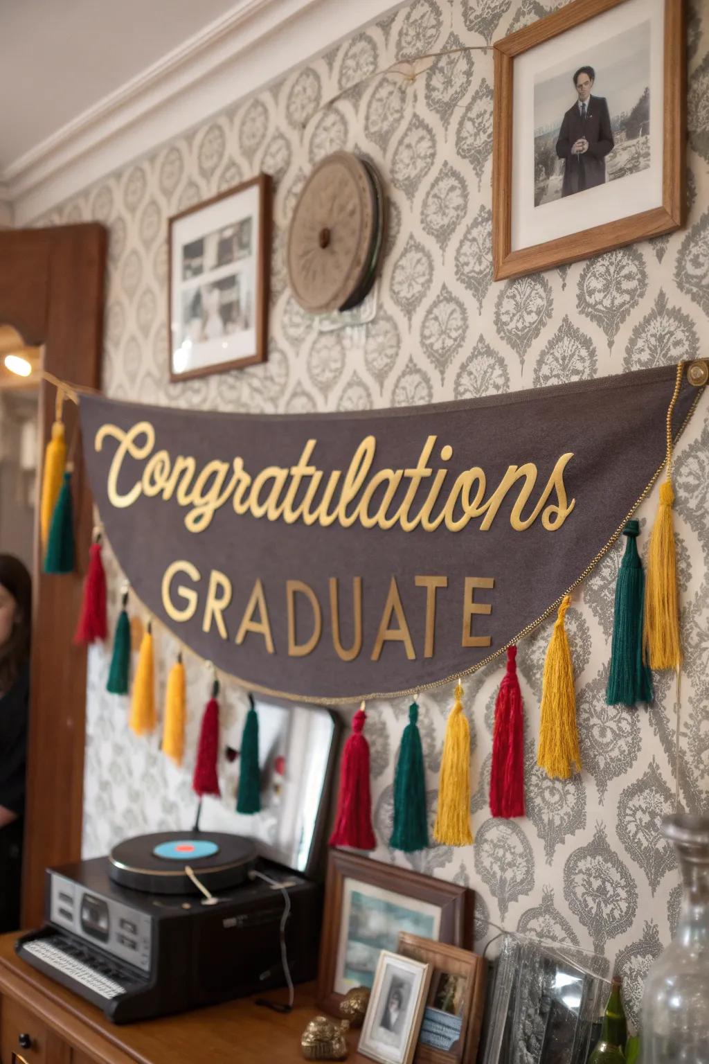 A charming vintage-style display for a nostalgic graduation celebration.