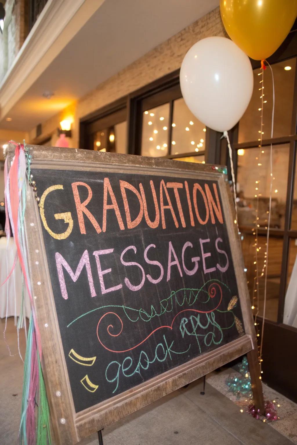 Vintage charm using adaptable blackboard displays.