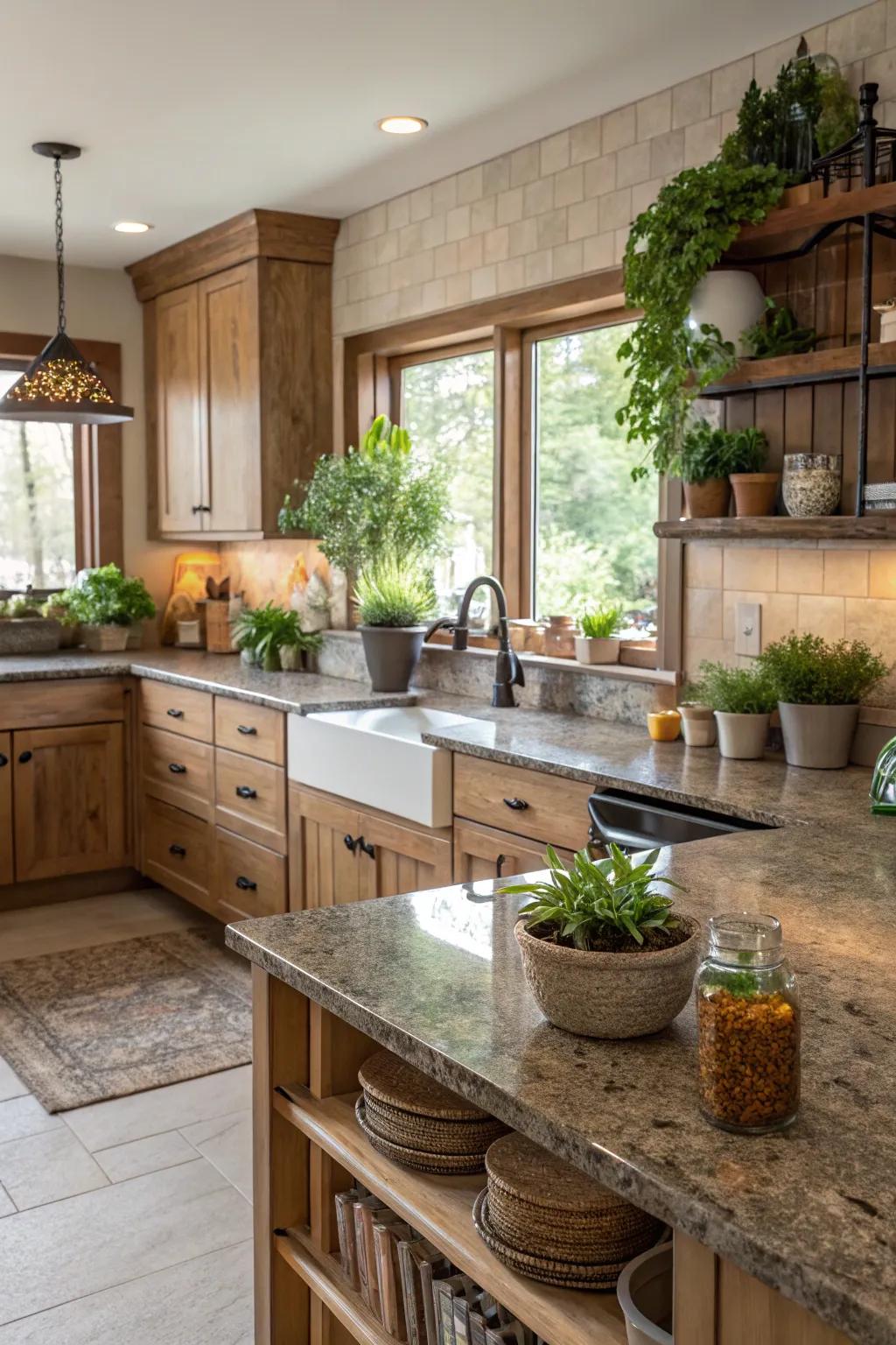 Repurposed granite gives your kitchen sustainability and appeal.