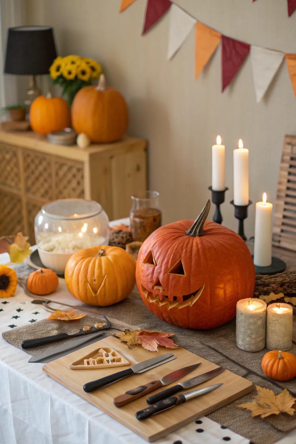 Embrace creativity with a gourd crafting station.